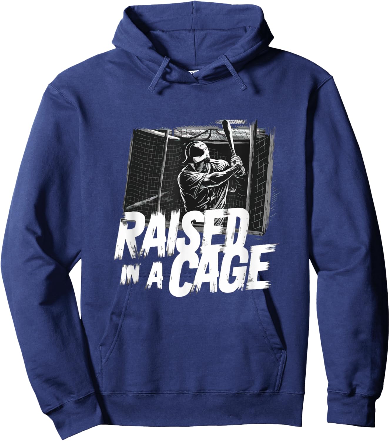 Raised In A Cage Baseball Player Funny Baseball Hoodie - Hoodie | Navy