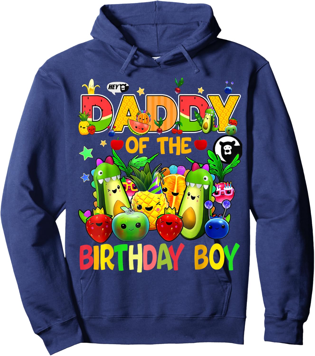 Daddy Of The Birthday Boy Family Fruit Birthday Hey Bear Hoodie - Hoodie | Navy