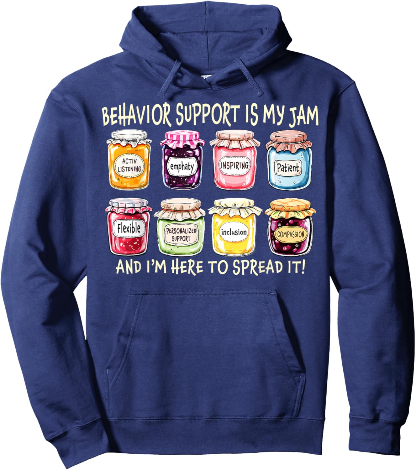 Behavior Support is My Jam Mental Health ABA Therapist SPED Hoodie - Hoodie | Navy