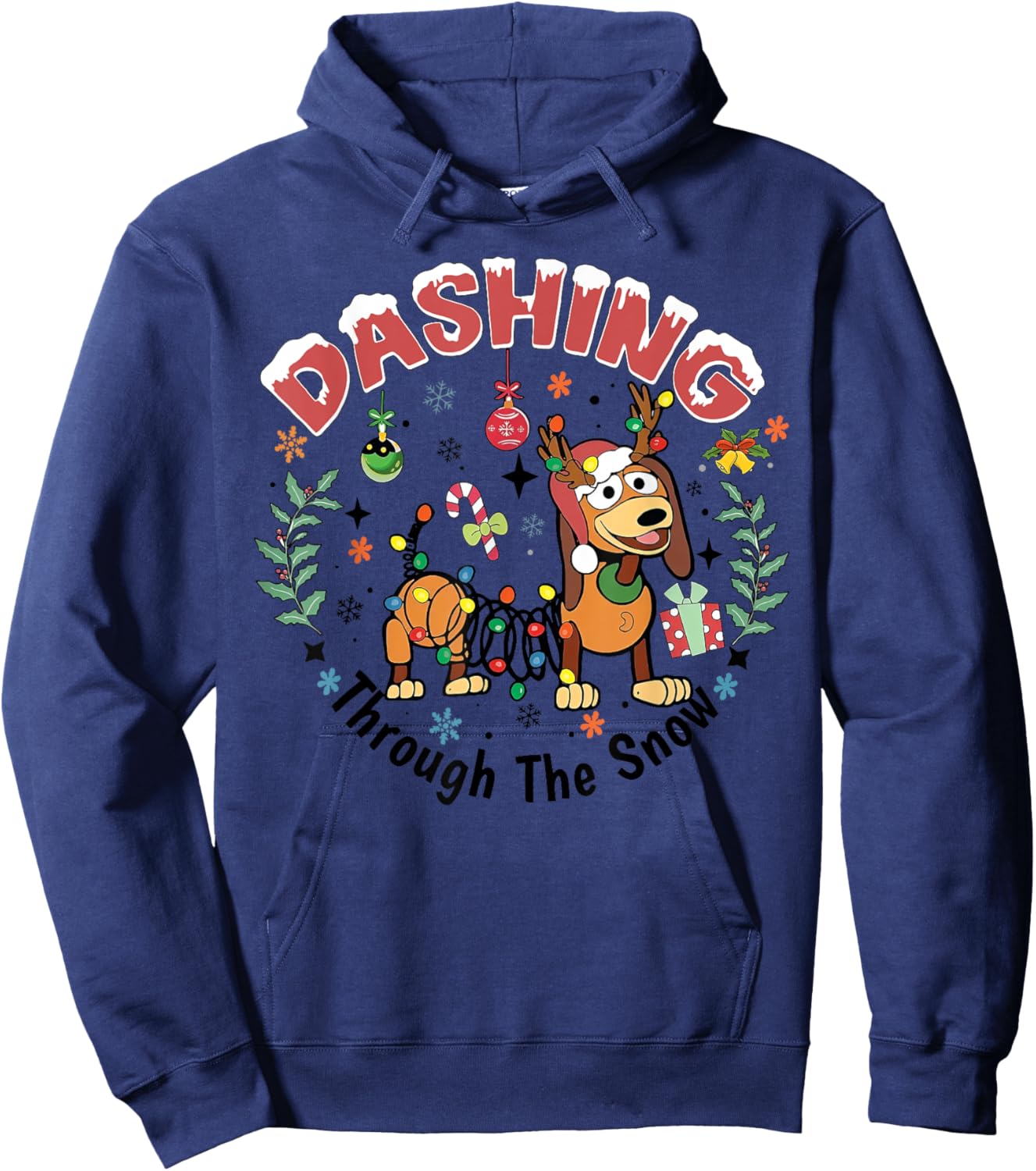Dashing Through The Snow Funny Dachshund Dog Christmas Light Men Women Hoodie - Hoodie | Navy