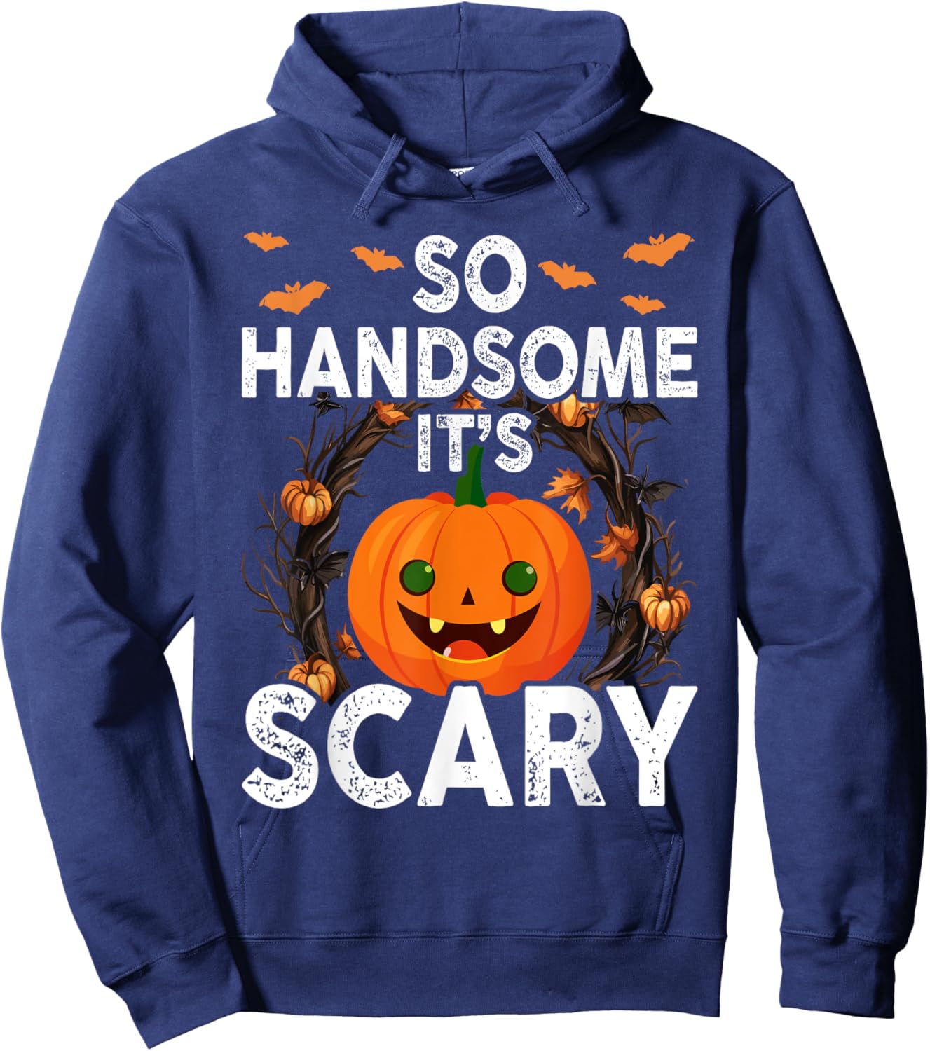 So Handsome Its Scary Boys Halloween Pumpkin Toddler Cute Hoodie - Hoodie | Navy