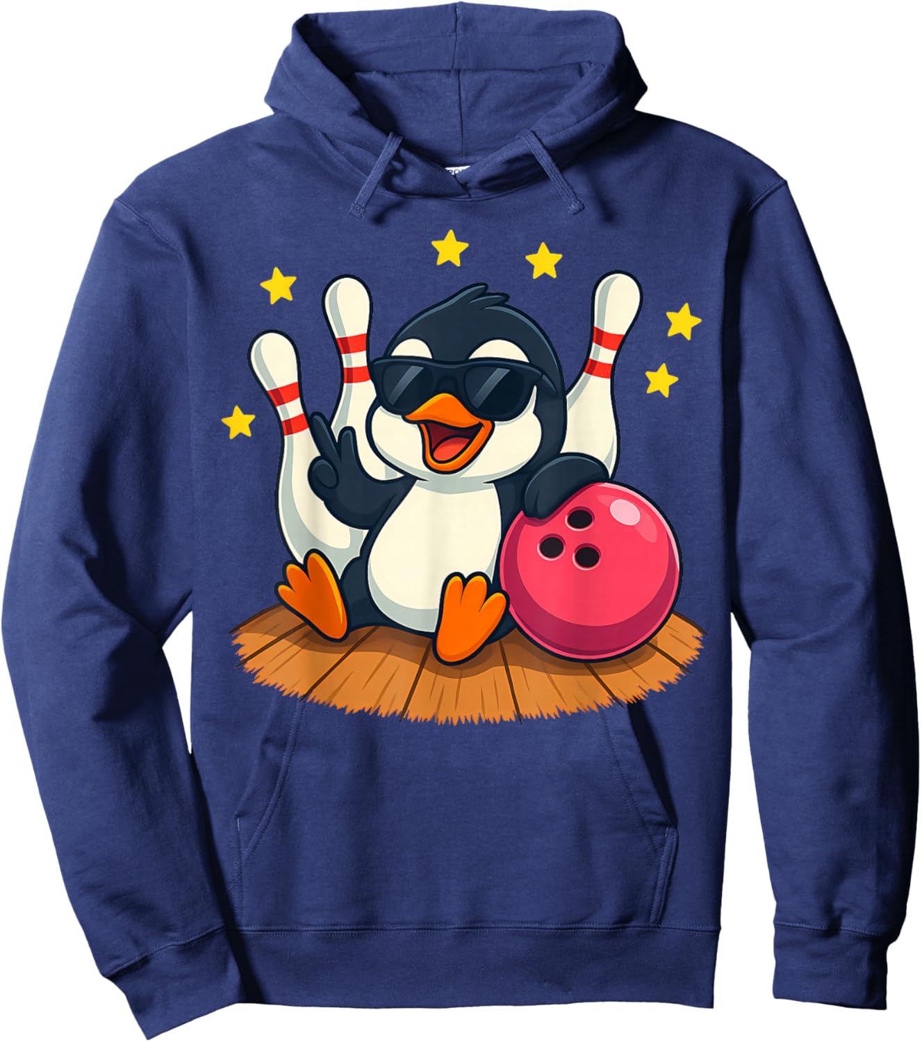 Cute Penguins with Sunglasses Playing Bowling Women Hoodie - Hoodie | Navy