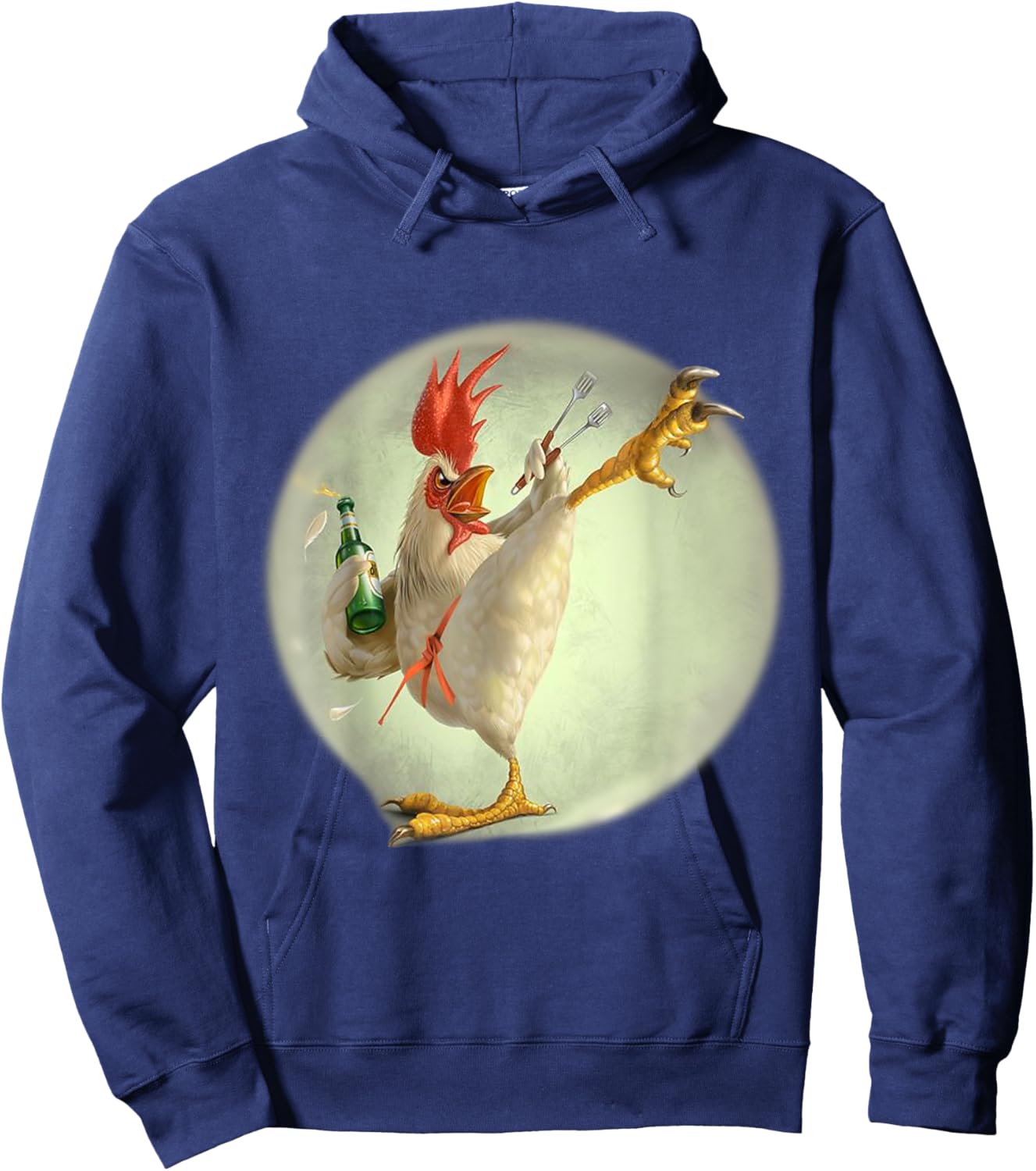 Eagerlys Funny Chicken Kungfu Art Drinking Drunk - Rooster Hoodie - Hoodie | Navy