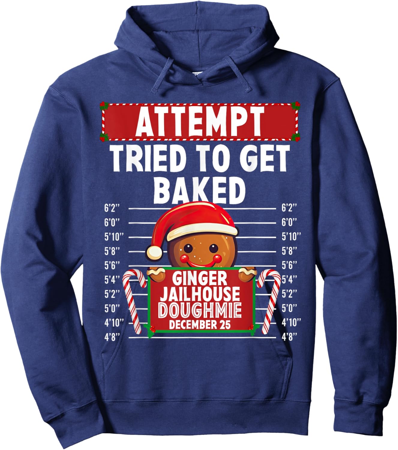Attempt Ginger Jailhouse Christmas Xmas Gingerbread Holiday Hoodie - Hoodie | Navy