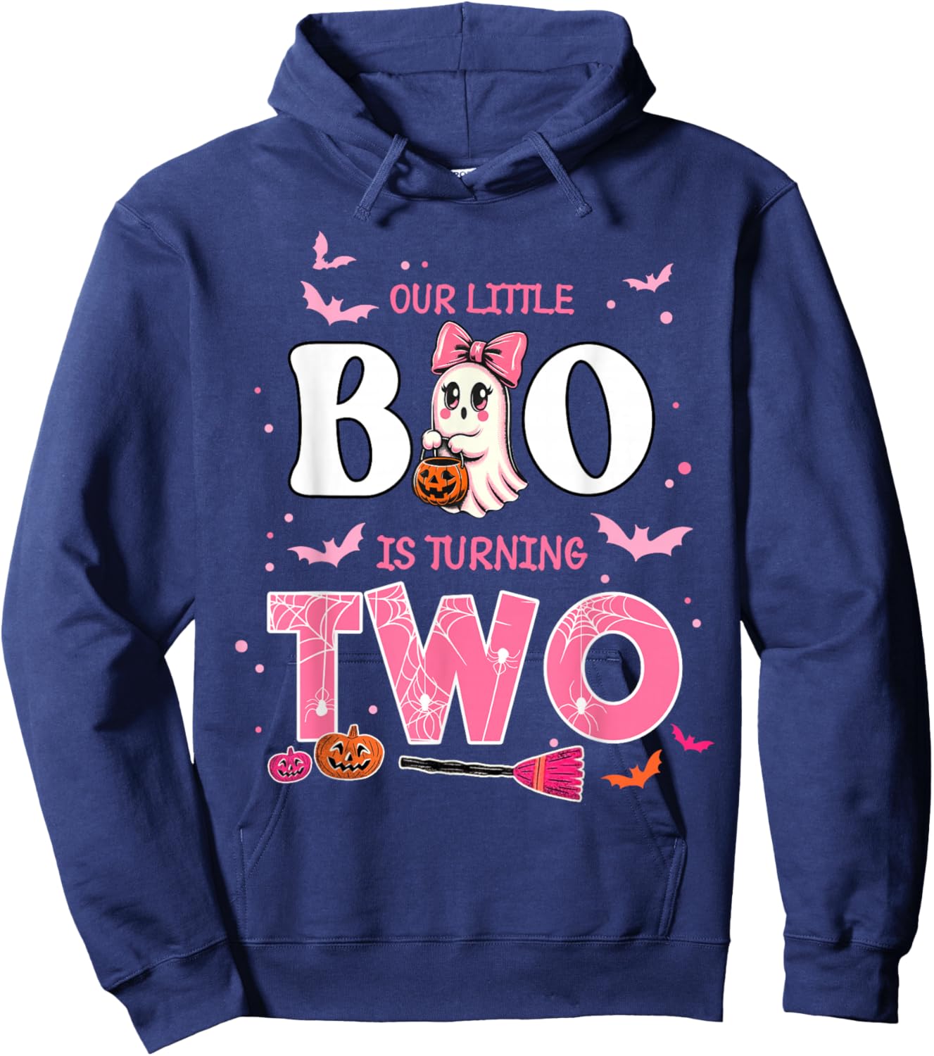 Our Little Boo is Turning Two 2nd Birthday Outfit Girl Hoodie - Hoodie | Navy