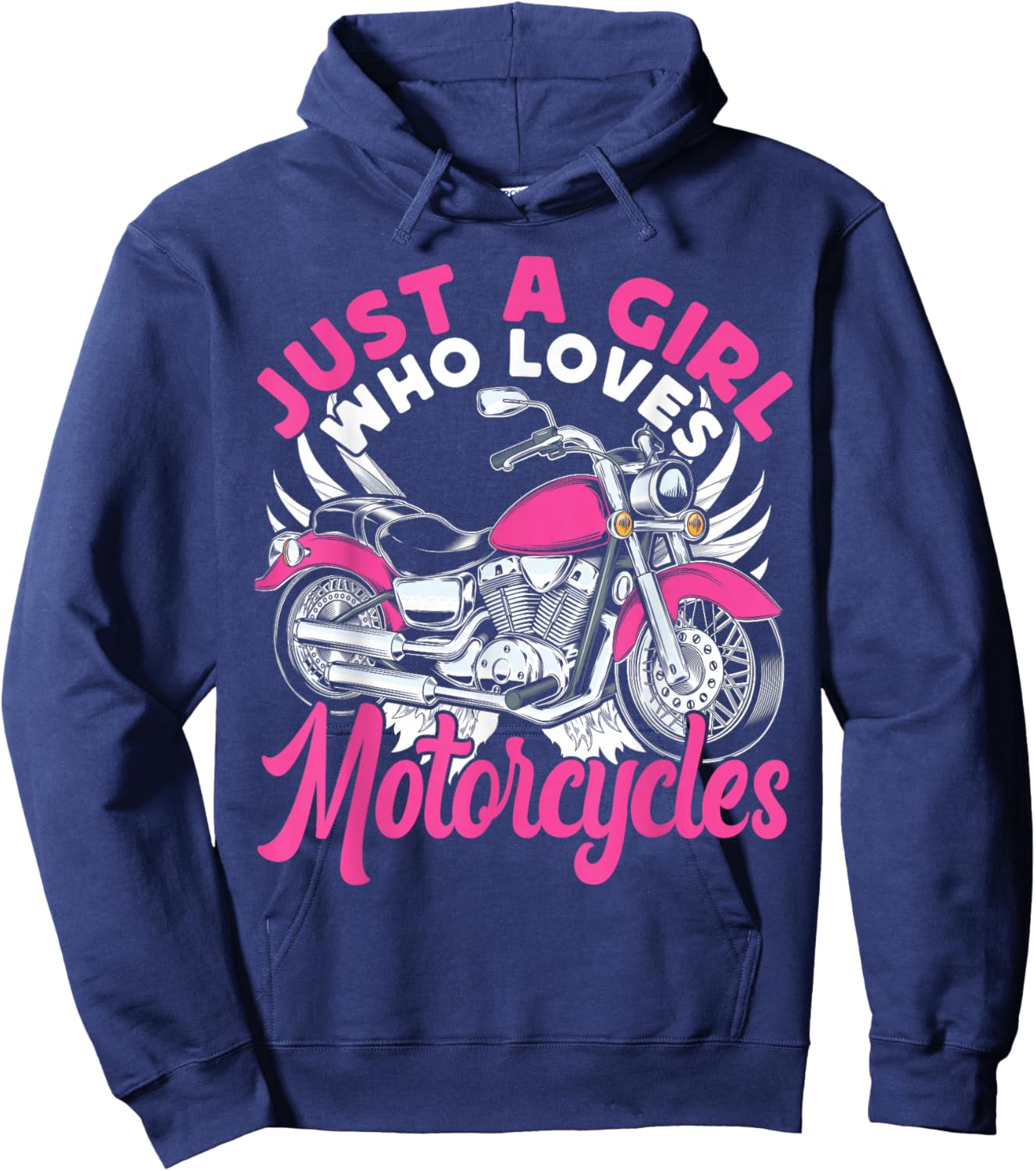 Classic Motorcycle Biker Girl Female Just A Girl Who Loves Hoodie - Hoodie | Navy