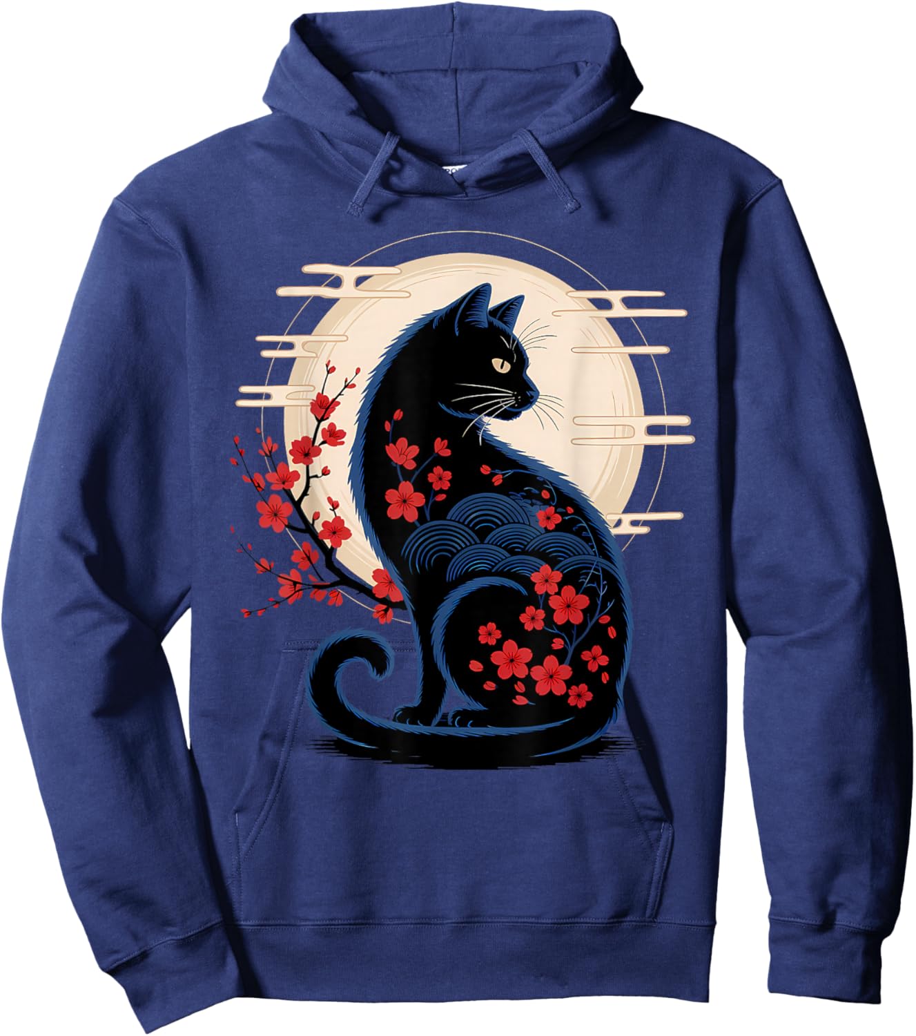 Japanese Samurai Cat Aesthetic Ninja Hoodie - Hoodie | Navy