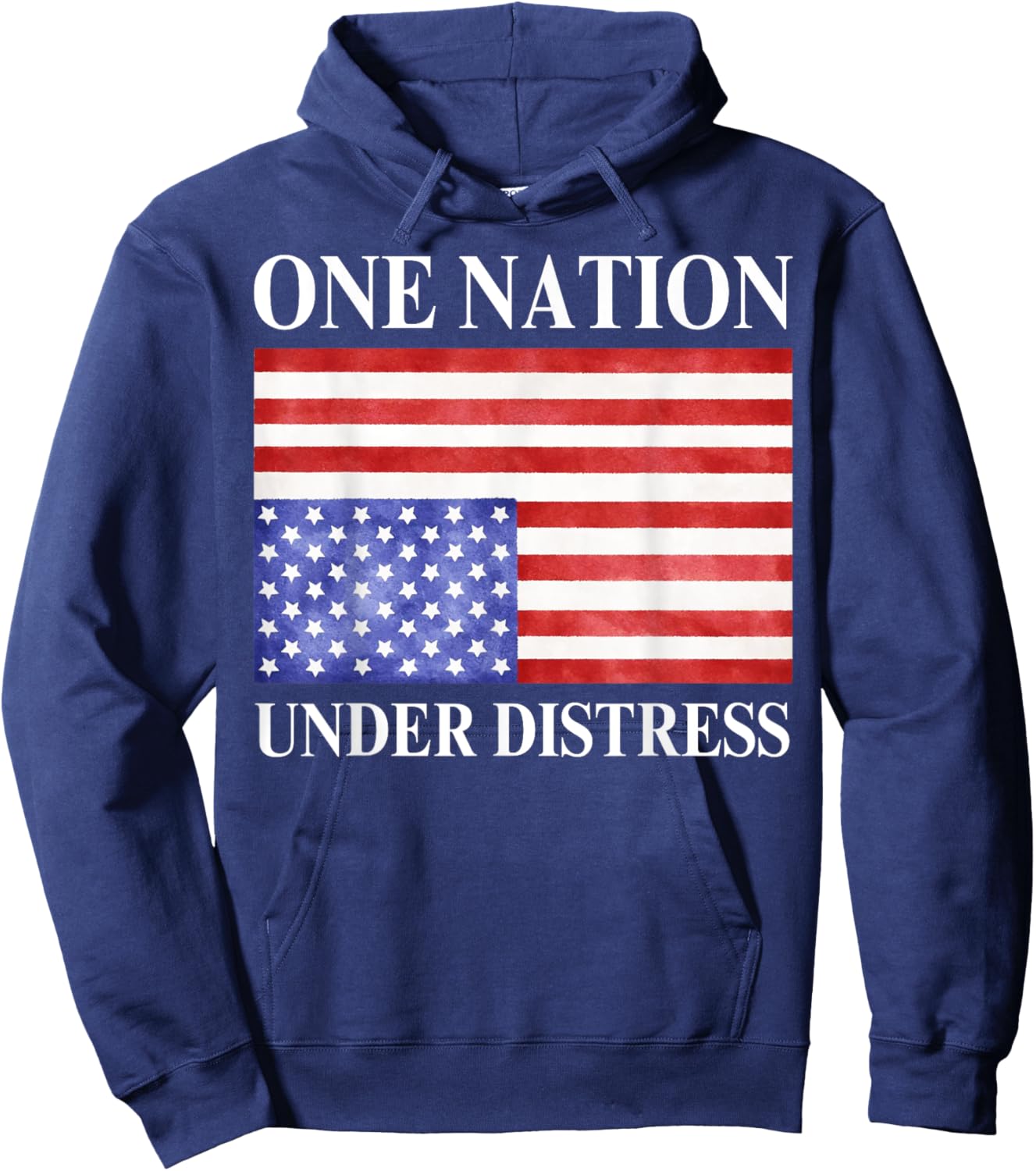 One Nation Under Vintage Distress 4th Of July American Flag Hoodie - Hoodie | Navy