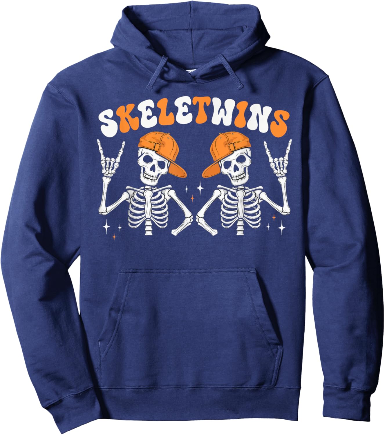 Skeletwins Halloween Twins Skeletons Hat Matching Boys Kids Hoodie - Hoodie | Navy