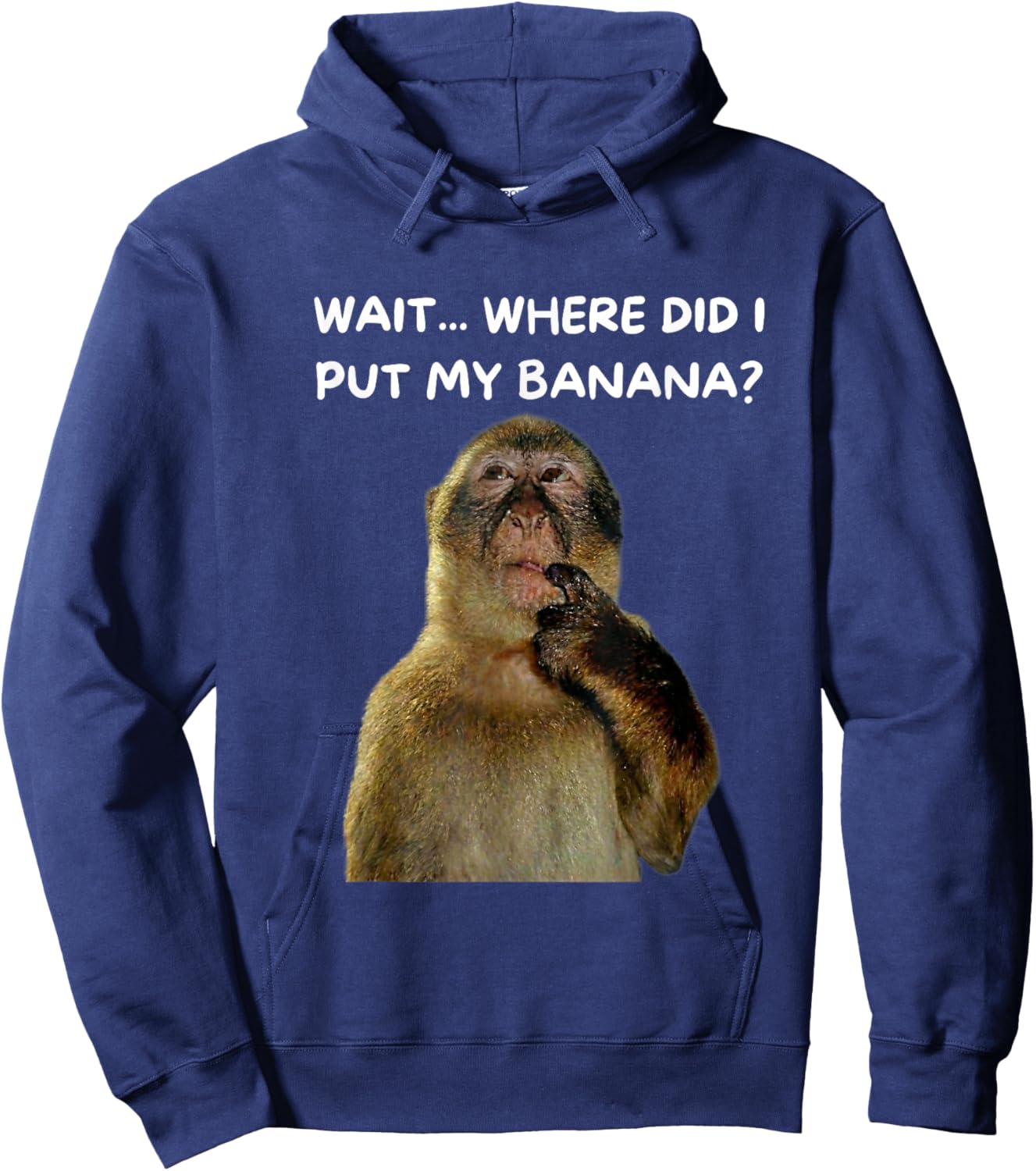 Thinking Monkey Meme Joke Humor Hoodie - Hoodie | Navy