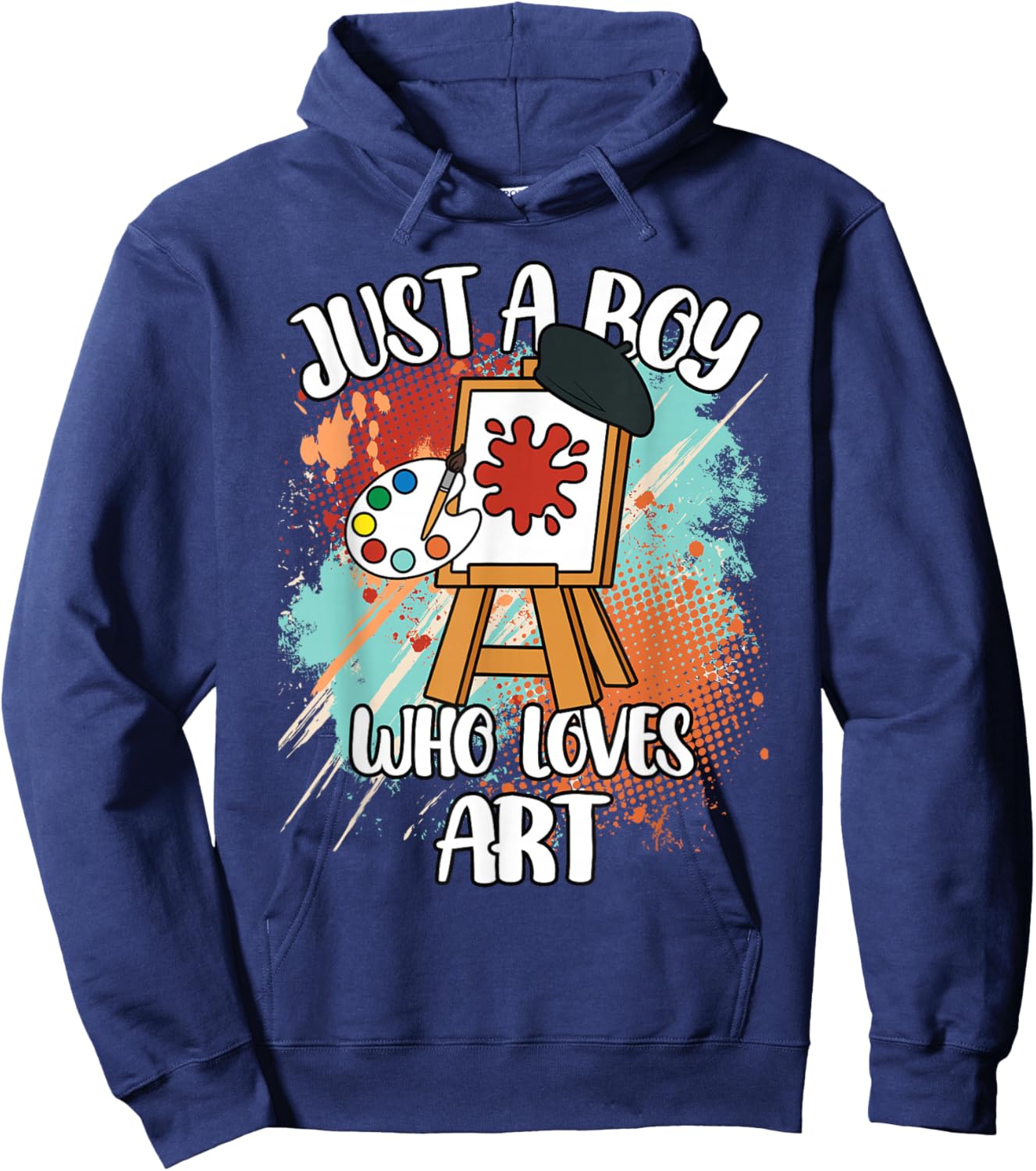 Just A Boy Who Loves Art Painting Funny Artist Kids Hoodie - Hoodie | Navy