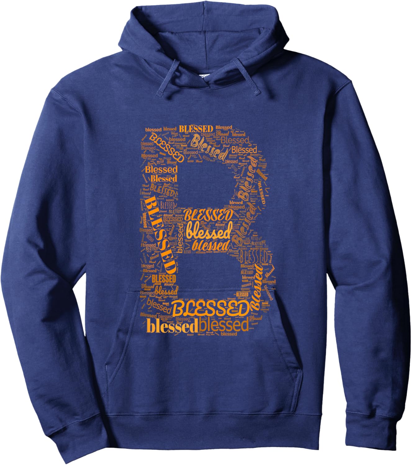 Orange B - Blessed In Countless Ways Orange Graphic Hoodie - Hoodie | Navy