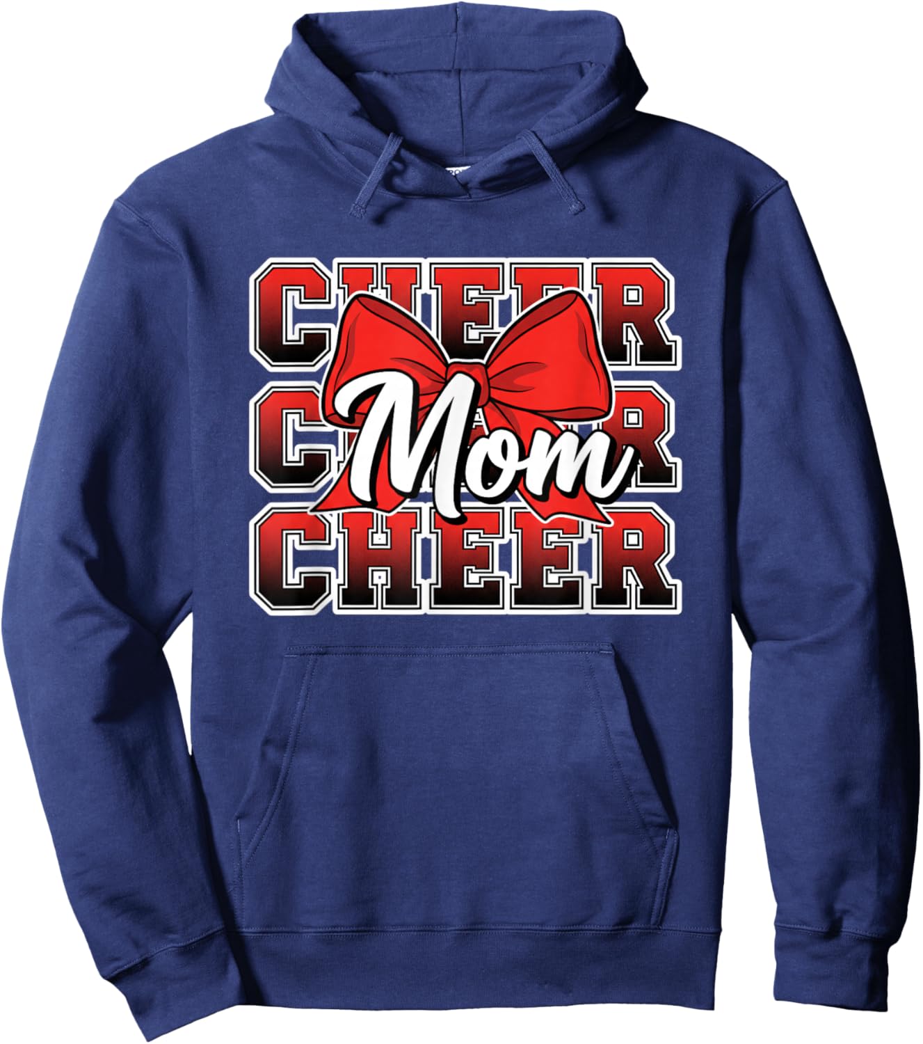 Cheer Mom Bow Cheerleading Game Day Mom Support Hoodie - Hoodie | Navy