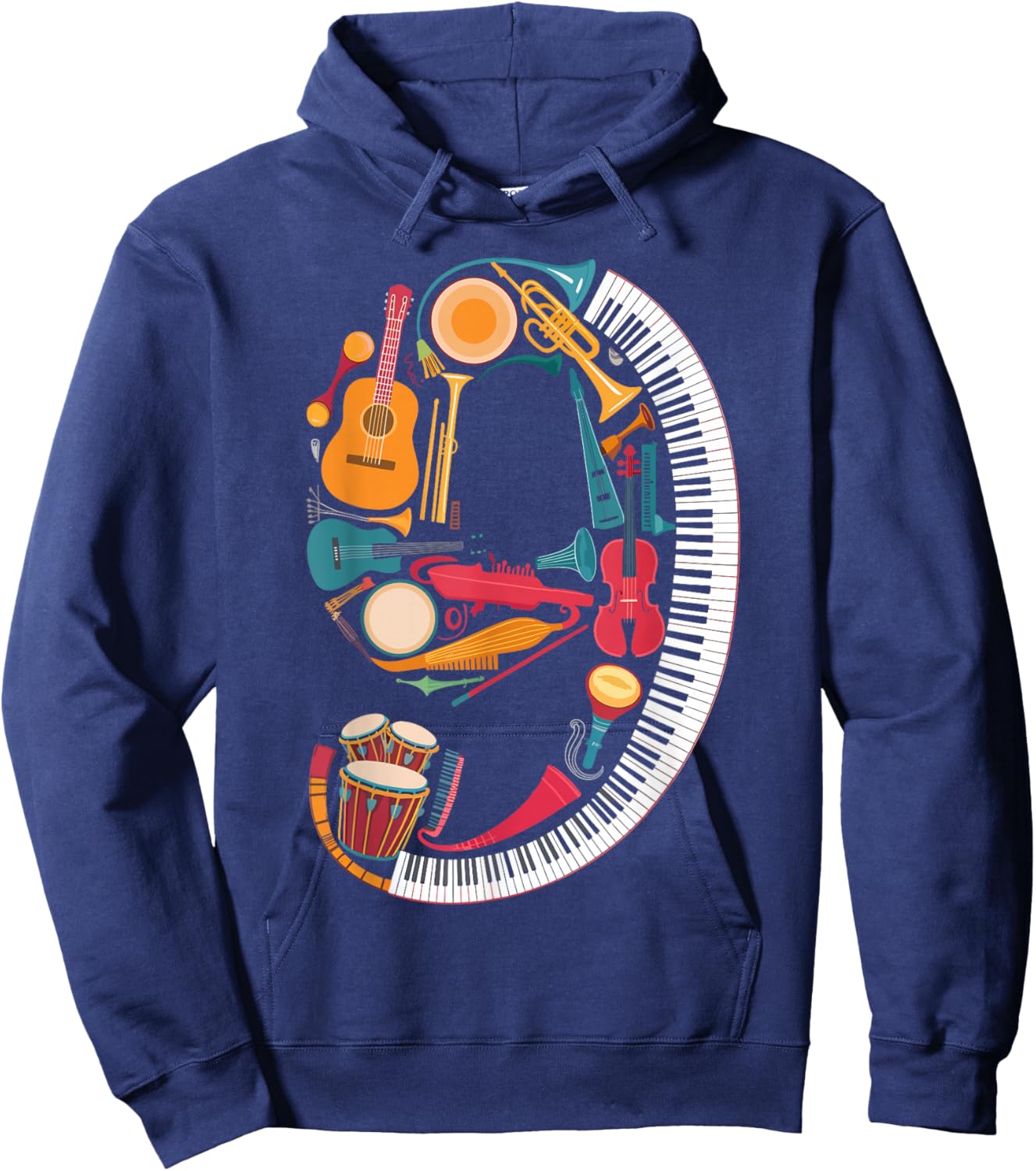 Musical Instruments Theme 9th Birthday Musician Music Player Hoodie - Hoodie | Navy