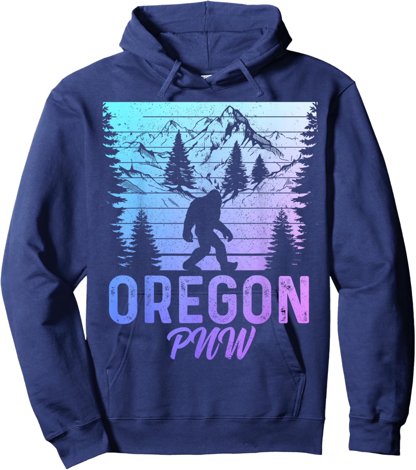 Oregon PNW Bigfoot Vintage Pacific Northwest Sasquatch Hoodie - Hoodie | Navy