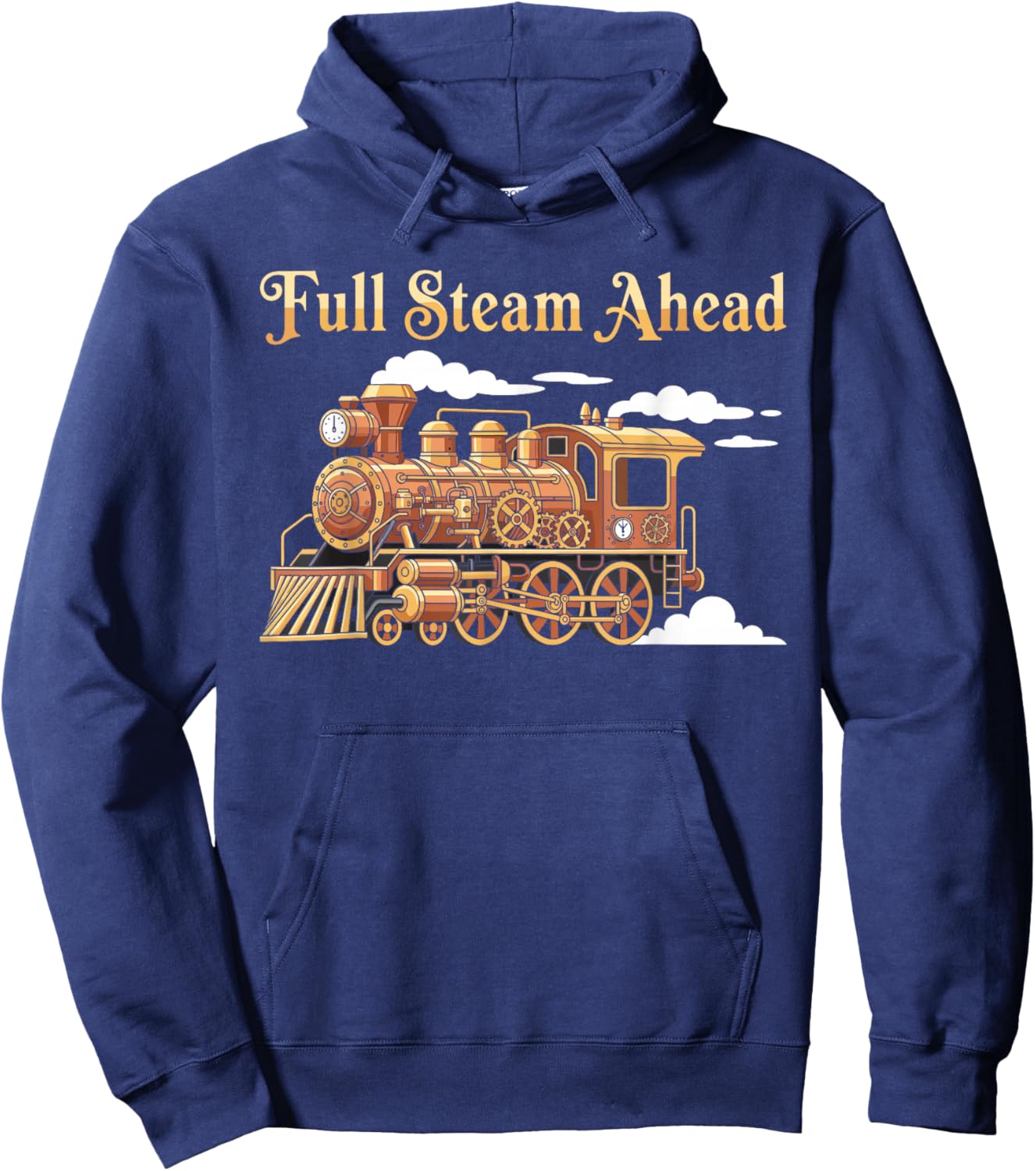 Full Steam Ahead Engine Locomotive Vintage Railfan Hoodie - Hoodie | Navy