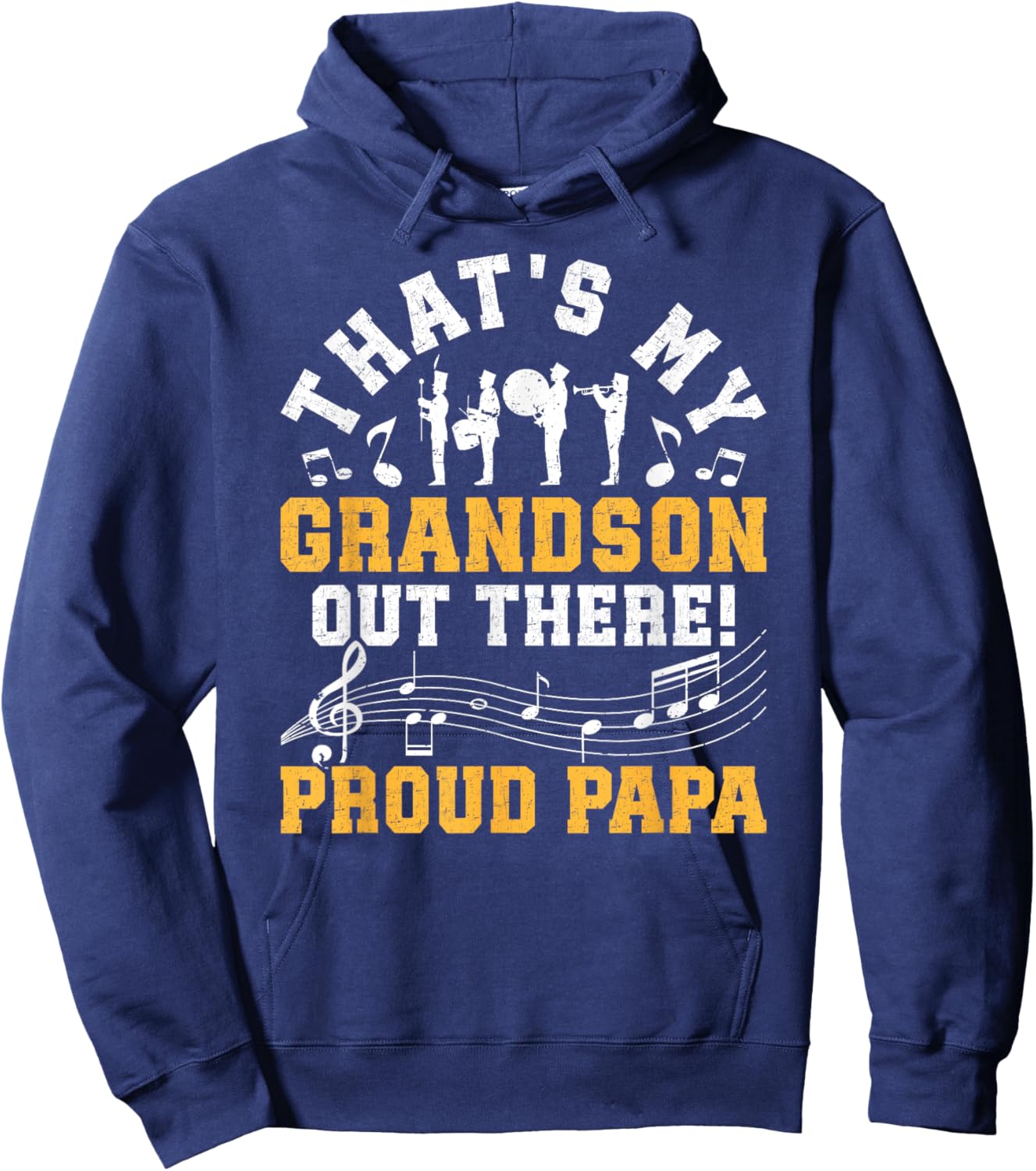 That's My Grandson Proud Papa Marching Band Papa Grandpa Hoodie - Hoodie | Navy