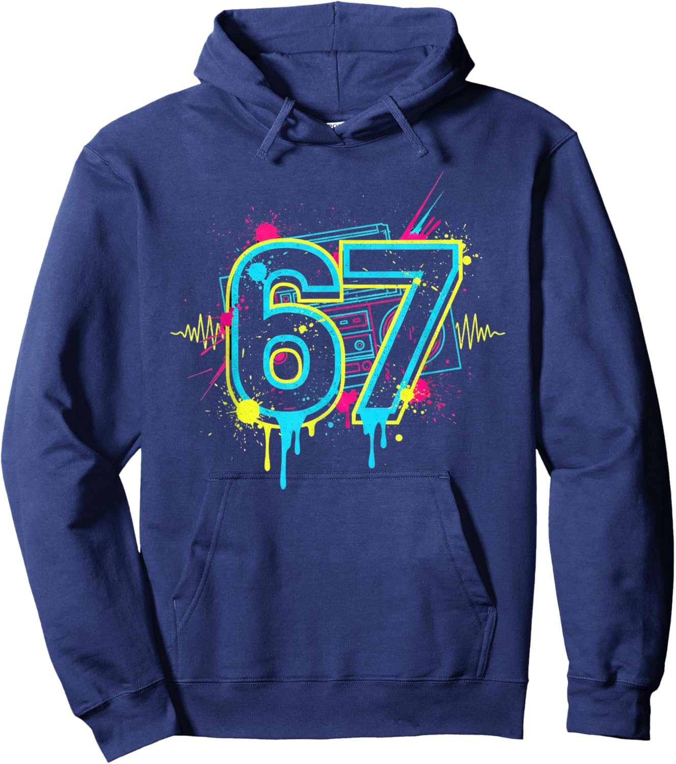 Funny Six Seven 6 7 Meme Graffiti Men Women Girls T Shirt Hoodie - Hoodie | Navy