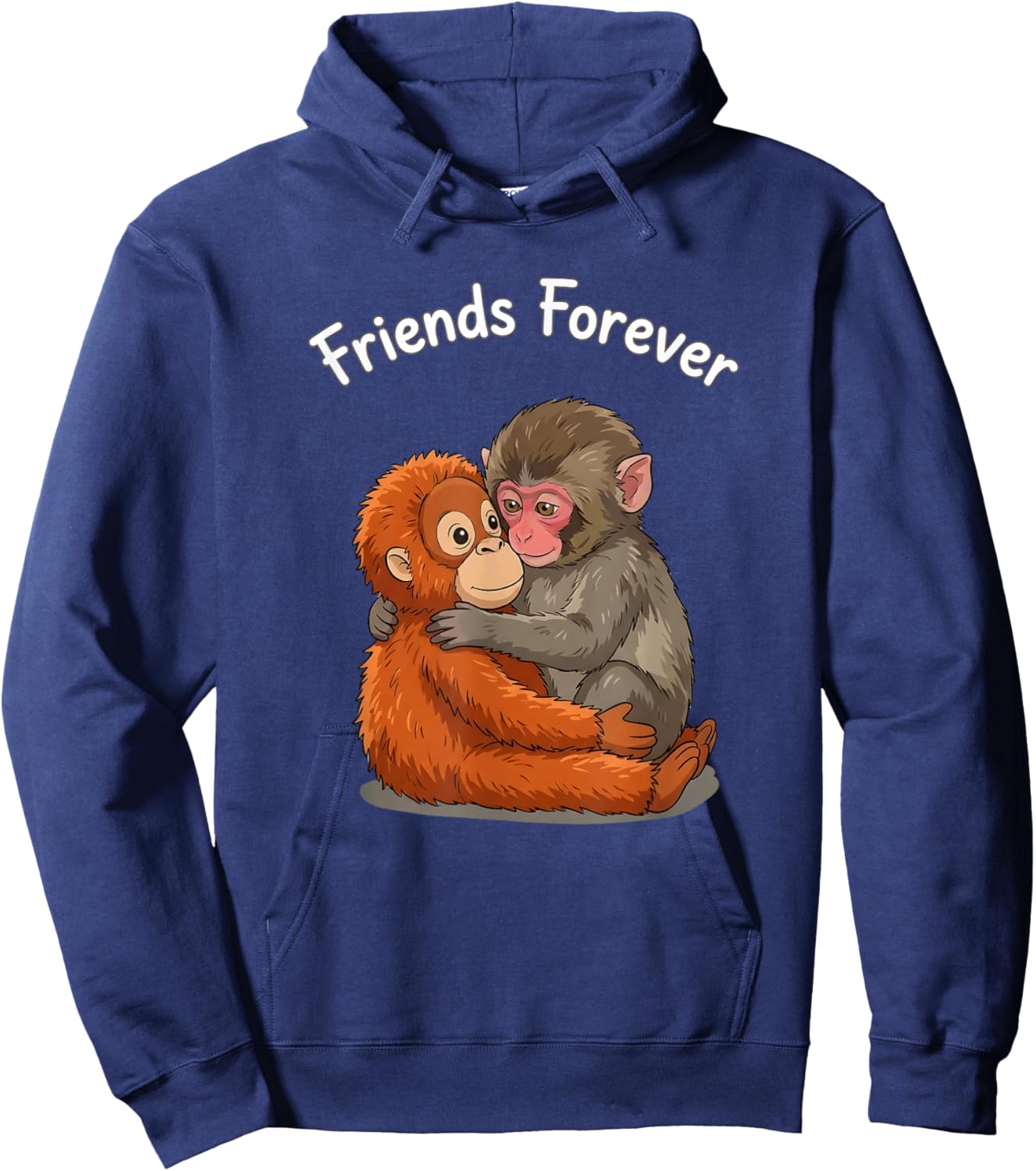 Baby Monkey Punch & Orangutan Friends Forever Hoodie - Hoodie | Navy
