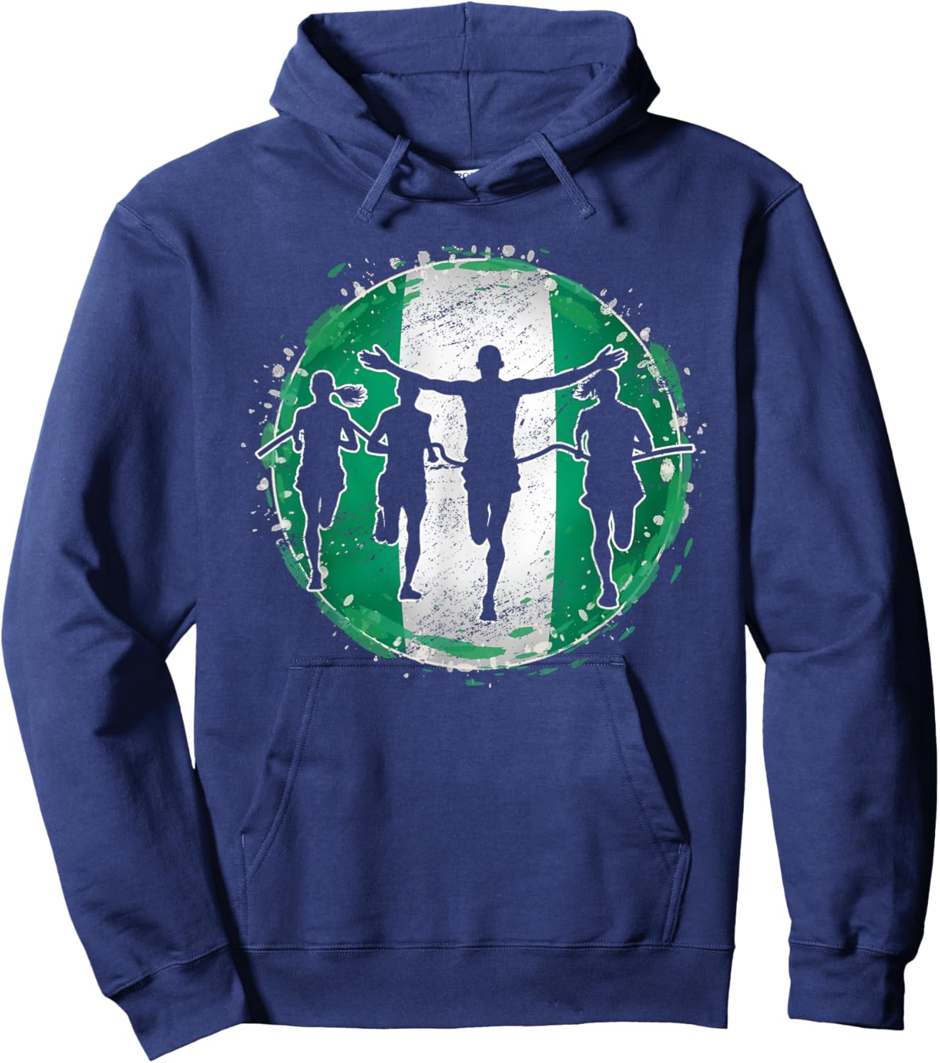 Running Marathon Runners Nigeria Nigerian Flag Nigeria Hoodie - Hoodie | Navy