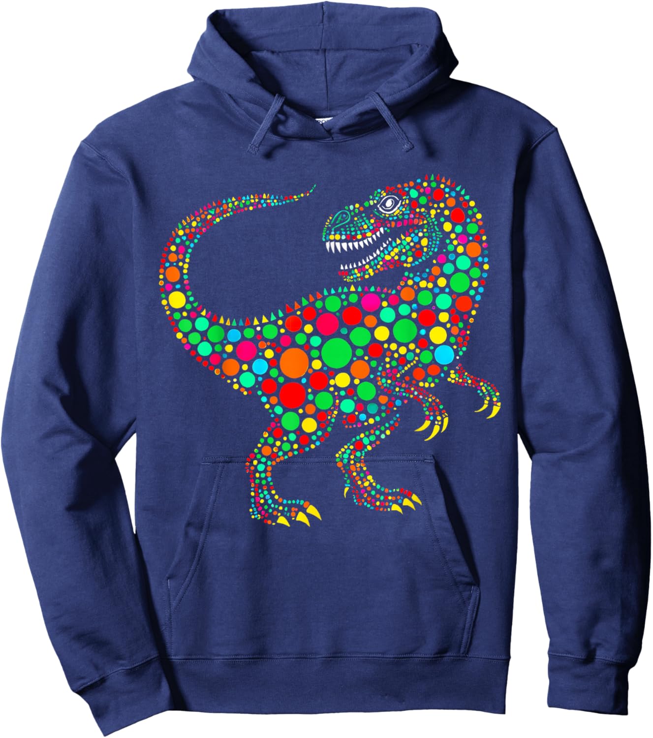 Happy Dot Day Colorful Polka Dot Dinosaur Toddler Boys Kids Hoodie - Hoodie | Navy