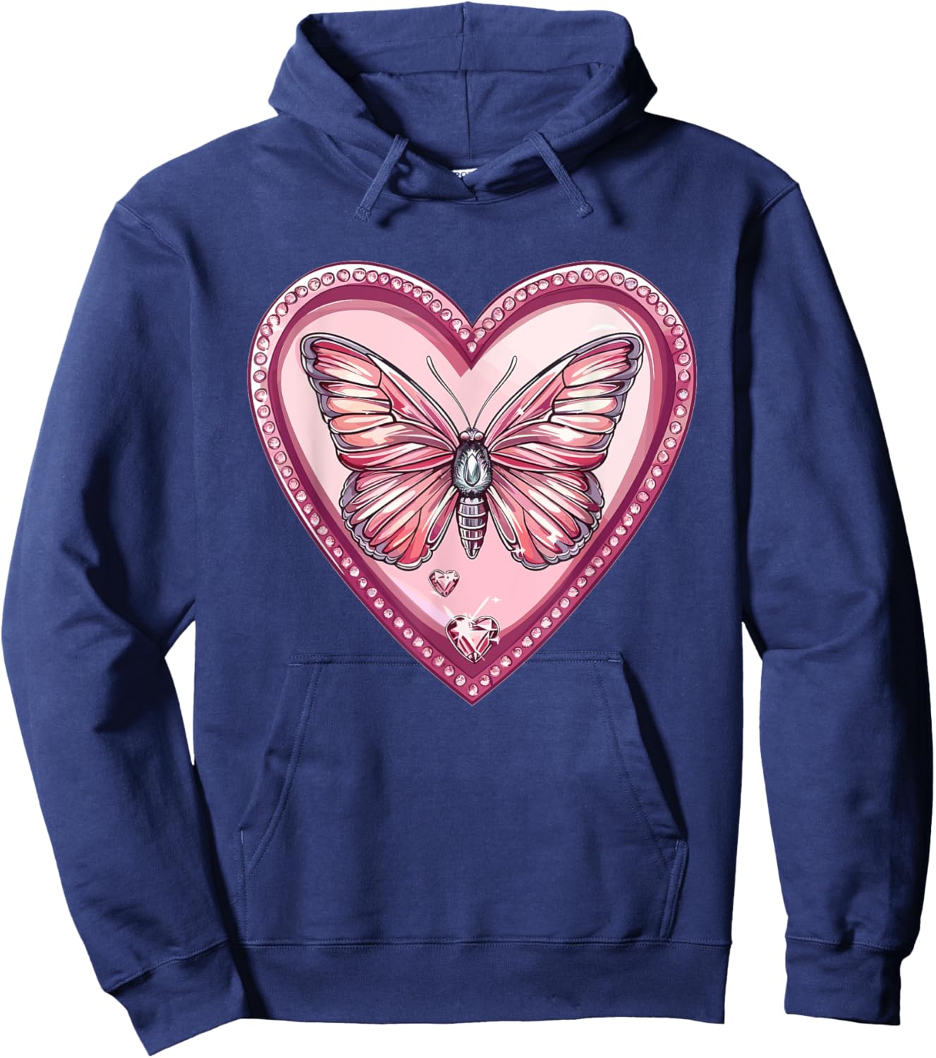 Colorful Butterfly With Heart I Butterfly Hoodie - Hoodie | Navy