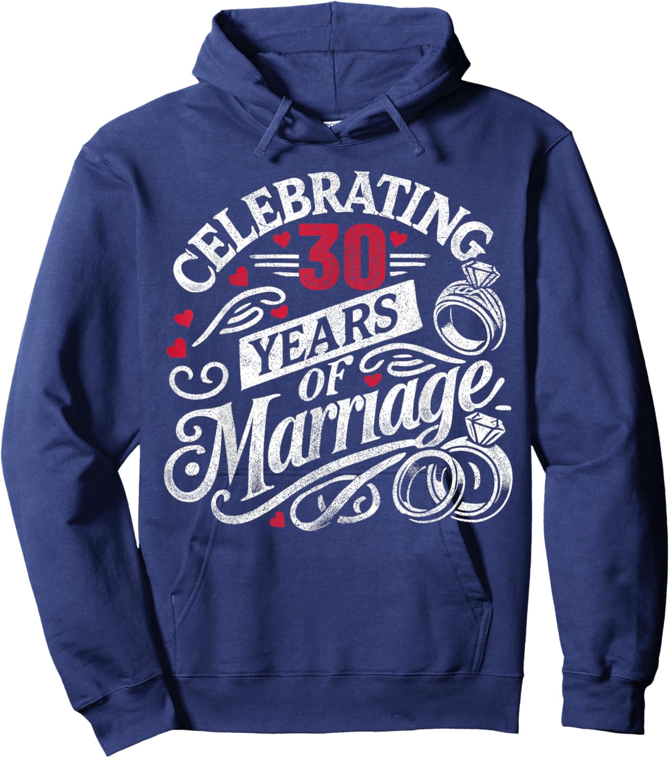 Celebrating 30 Years Of Marriage 30th Wedding Anniversary Hoodie - Hoodie | Navy