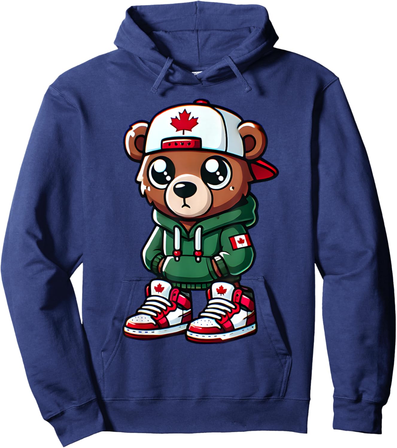 Funny Canada Day Cute Bear Canada Flag For Kids Girls Boys Hoodie - Hoodie | Navy