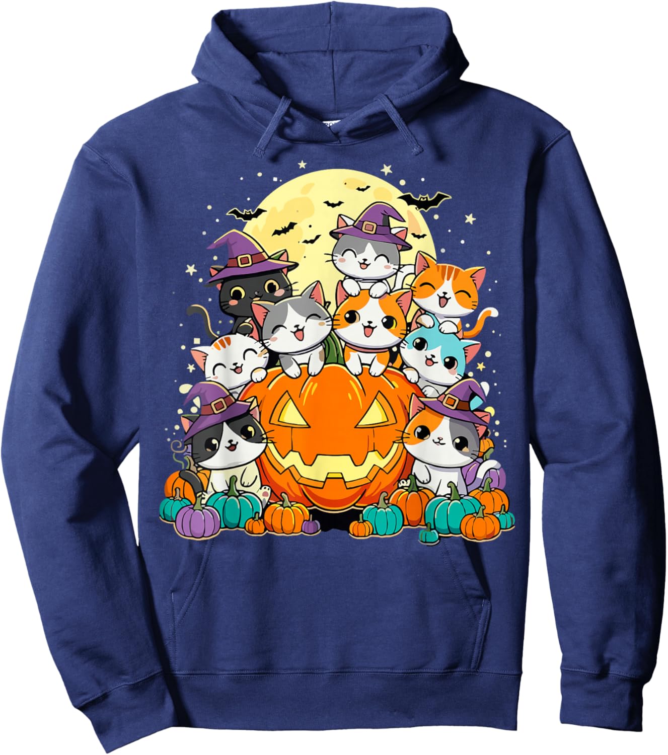 Halloween Cat Kawaii Pumpkin Cats Hoodie - Hoodie | Navy