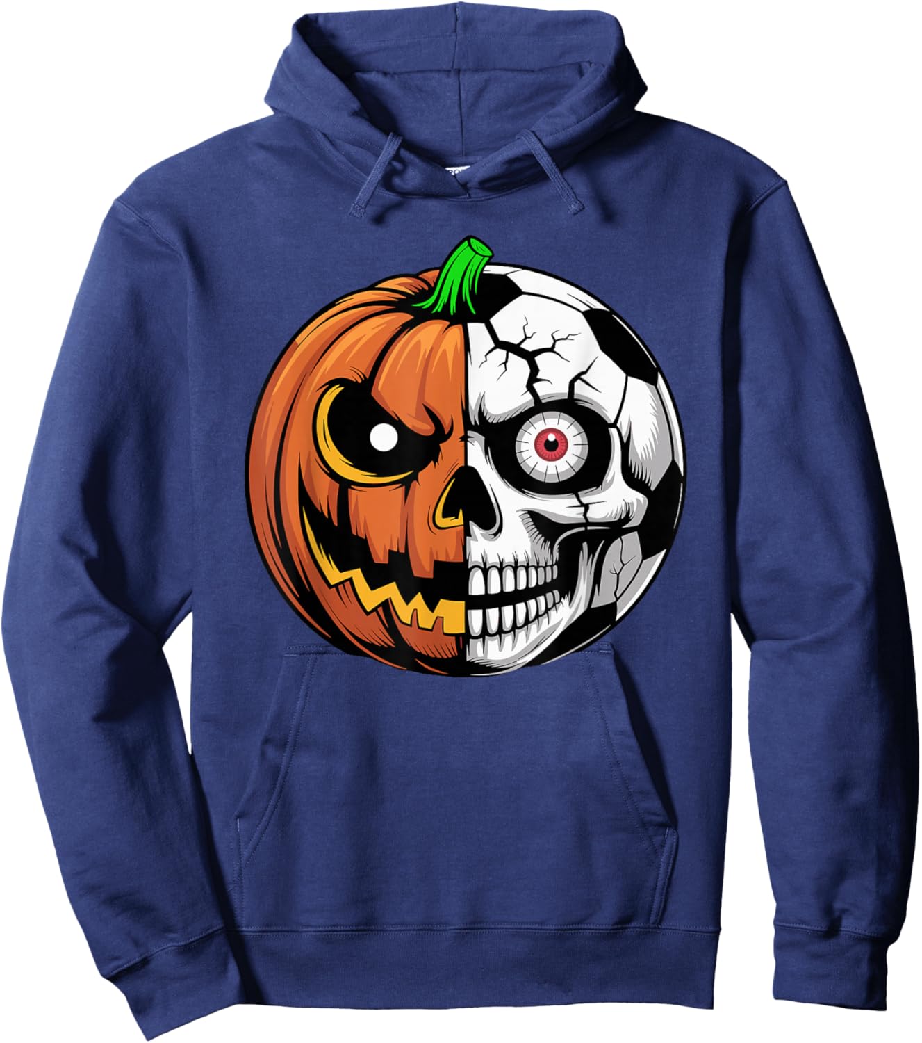 Soccer Ball Pumpkin Skull Halloween Football Player Sport Hoodie - Hoodie | Navy