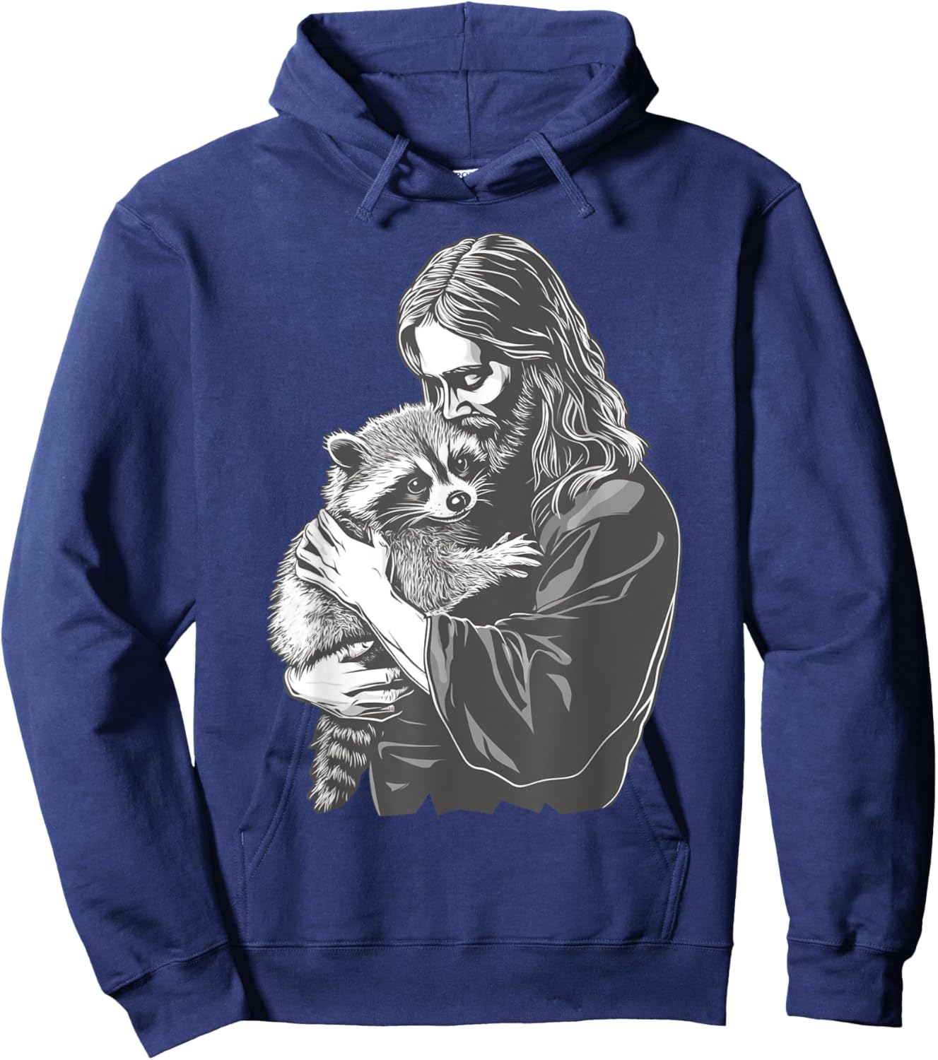 Racoon Lover Trash Panda Christian Jesus Holding A Raccoon Hoodie - Hoodie | Navy