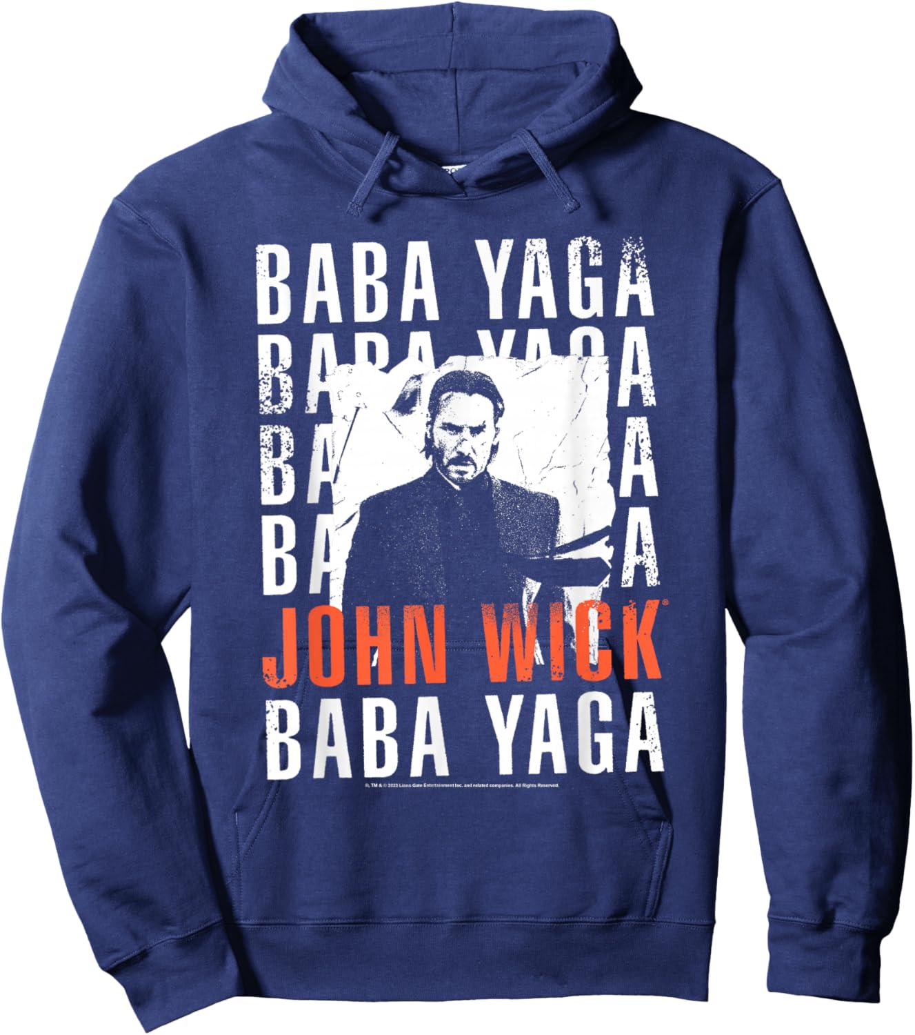 John Wick Baba Yaga Repeating Text & Photo Action Movie Hoodie - Hoodie | Navy