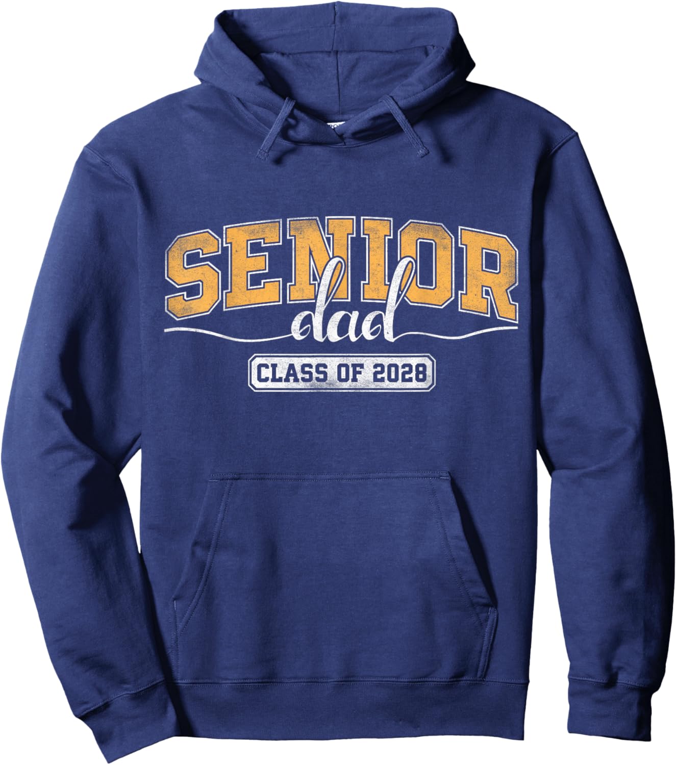 Senior Dad Class of 2028 Graduate Father Varsity Graduation Hoodie - Hoodie | Navy
