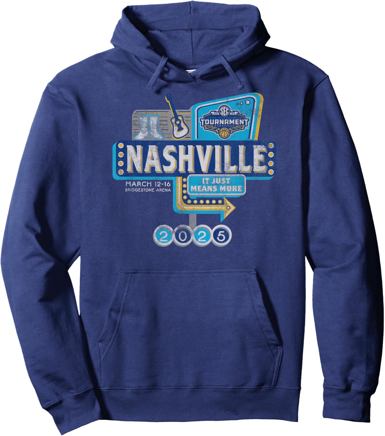 SEC Men's Basketball Tournament 2025 Vintage Nashville Hoodie - Hoodie | Navy