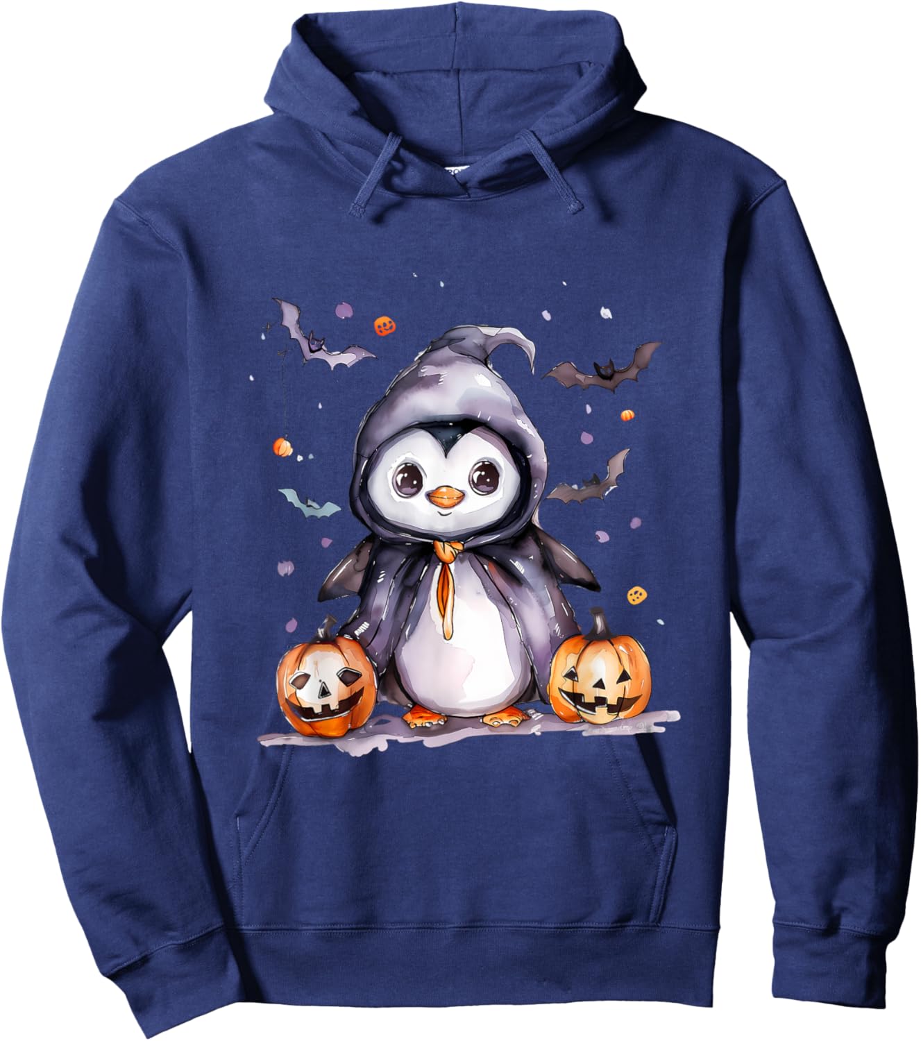 Cute Penguin Witchcraft Halloween Costume Pumpkin Lantern Hoodie - Hoodie | Navy