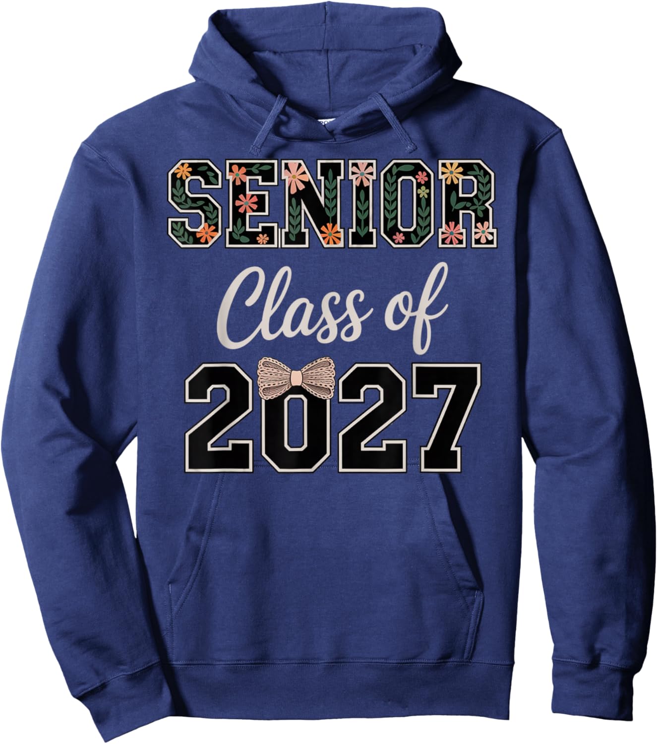 Senior 27 Floral Bow Coquette 2027 Graduation Women Girls Hoodie - Hoodie | Navy