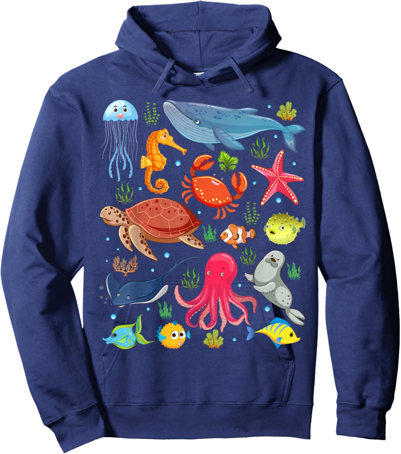Ocean Life Sea Aesthetic Dolphin Beach 90s Vintage Graphic Hoodie - Hoodie | Navy