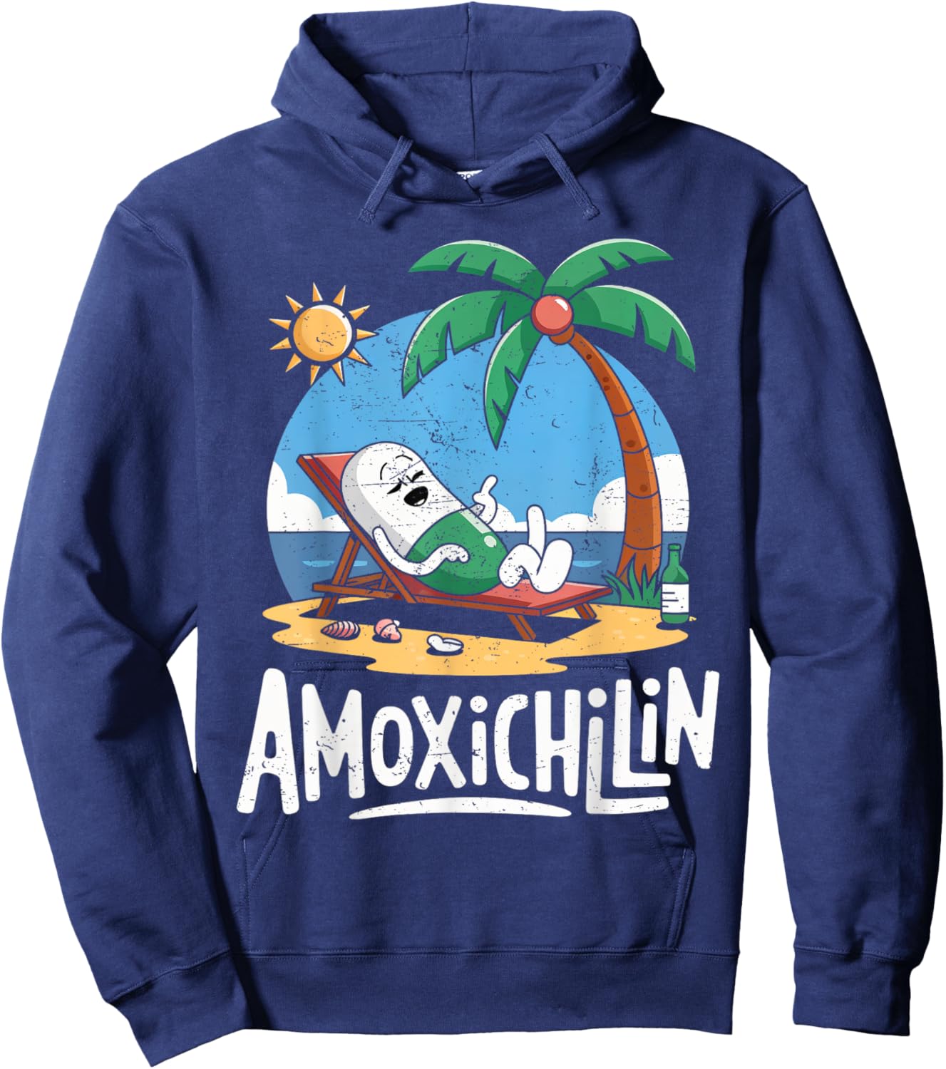 Amoxichillin Funny Pill Beach Vacation Pharmacy Technician Hoodie - Hoodie | Navy
