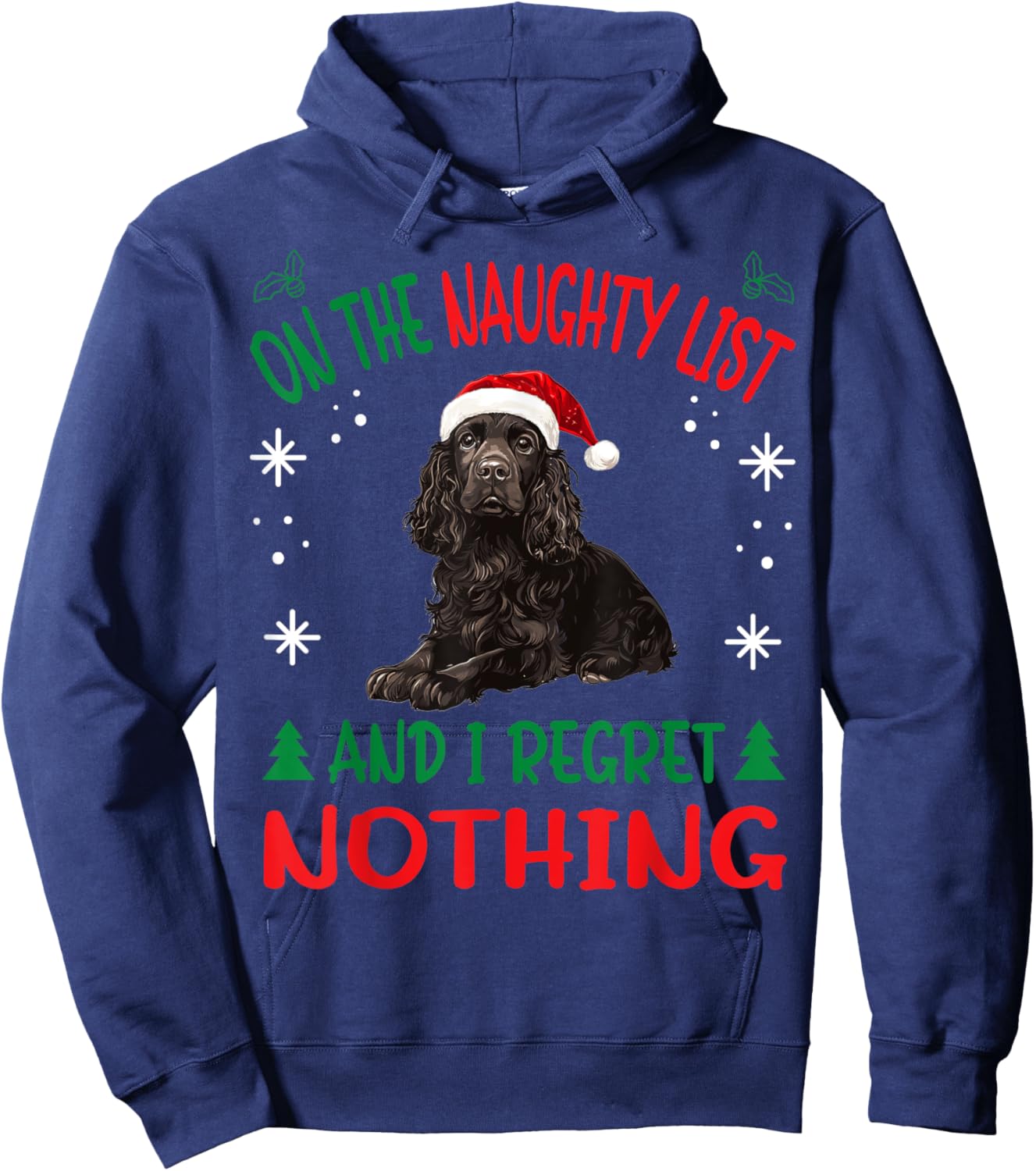 Cute Boykin Spaniel Dog Christmas On The Naughty List and I Hoodie - Hoodie | Navy