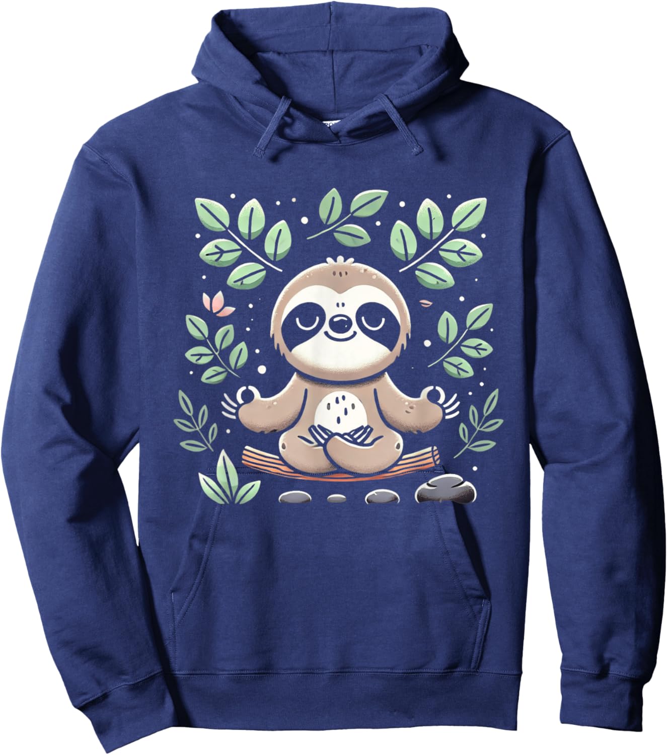 Cute Funny Sloth Meditating Meditation Peace Zen Sloth Hoodie - Hoodie | Navy