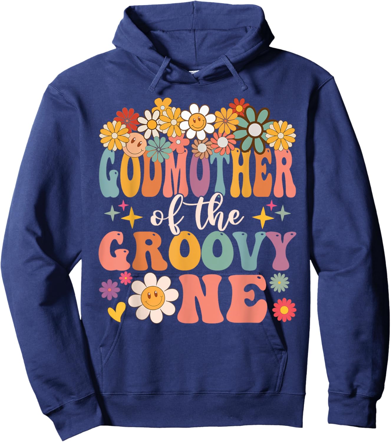 Retro Godmother of Groovy One Matching Family 1st Birthday Hoodie - Hoodie | Navy