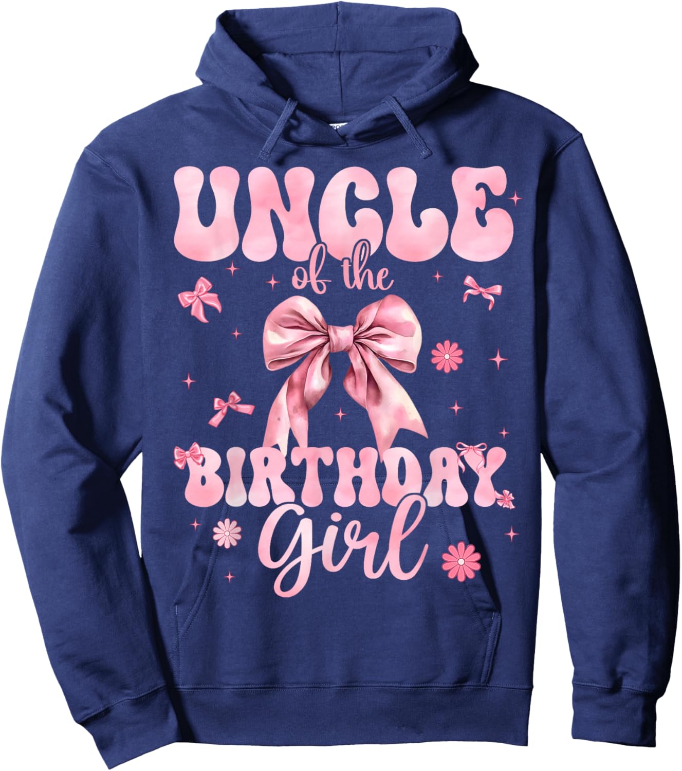 Uncle of The Birthday Girl Coquette Bow Theme Family Bday Hoodie - Hoodie | Navy