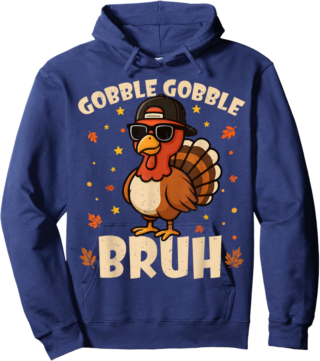 Bruh Funny Thanksgiving Turkey Gobble Shirt Boys Girls Kids Hoodie - Hoodie | Navy