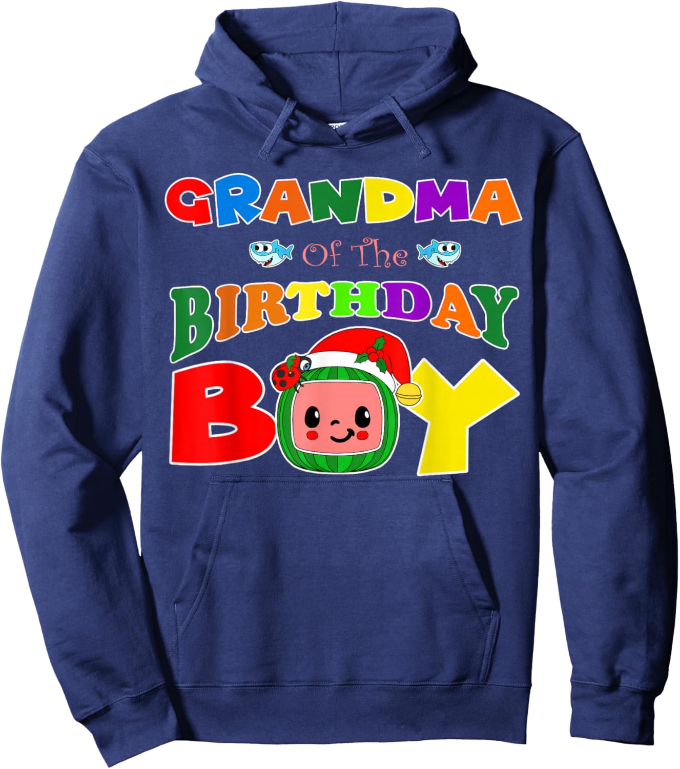 Grandma Of The Birthday Boy Funny Melon Family Matching Hoodie - Hoodie | Navy