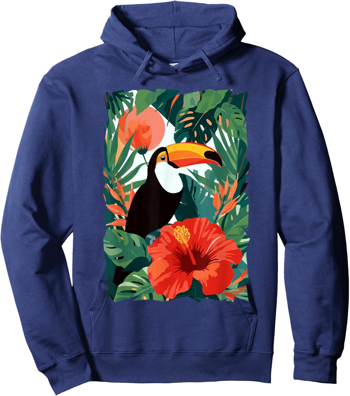Bird Toucan Tropical Jungle Paradise Hibiscus Wild Hoodie - Hoodie | Navy