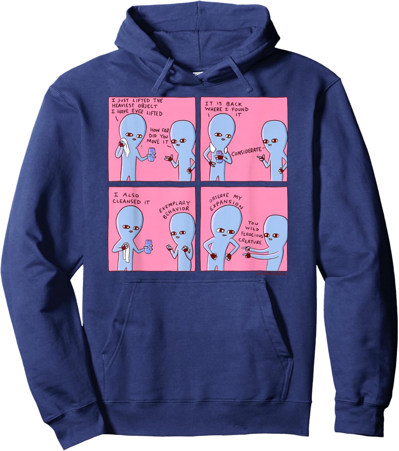 Threadless Nathan W. Pyle Strange Planet Expansion Graphic Hoodie - Hoodie | Navy