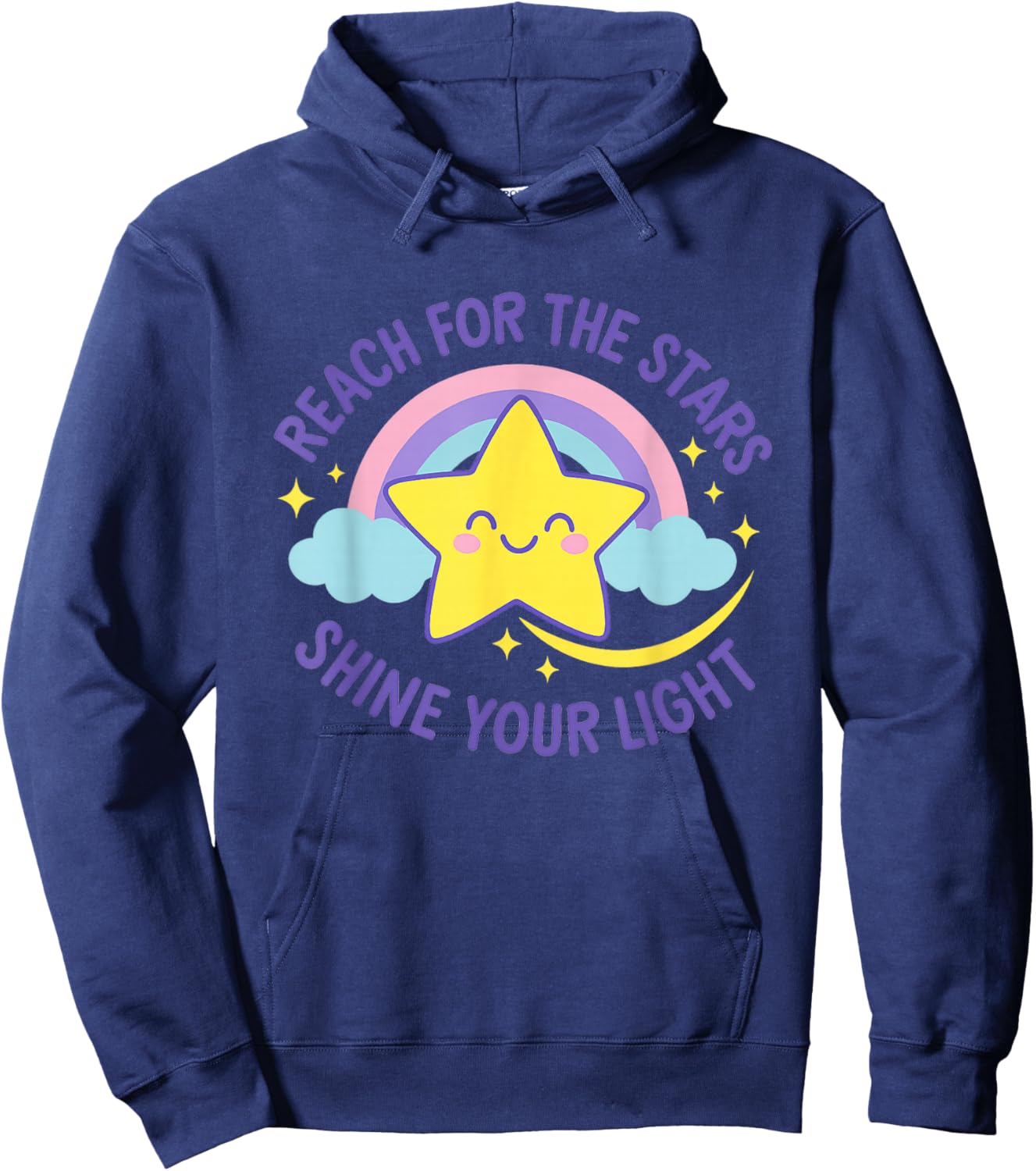 Cheerful Smiling Star Inspirational Stars and Rainbows Dream Hoodie - Hoodie | Navy