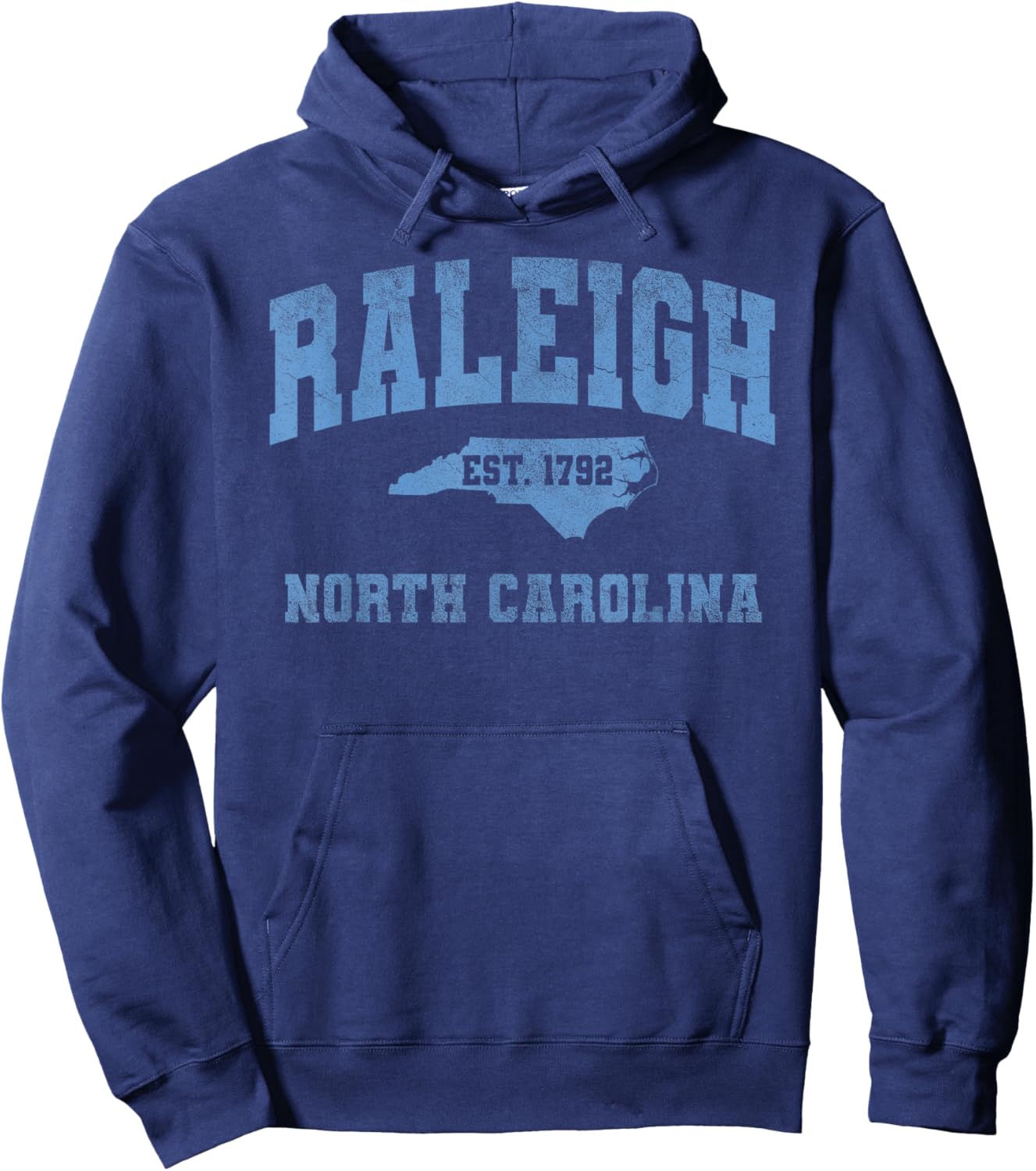 Raleigh North Carolina NC Vintage State Athletic Style Hoodie - Hoodie | Navy