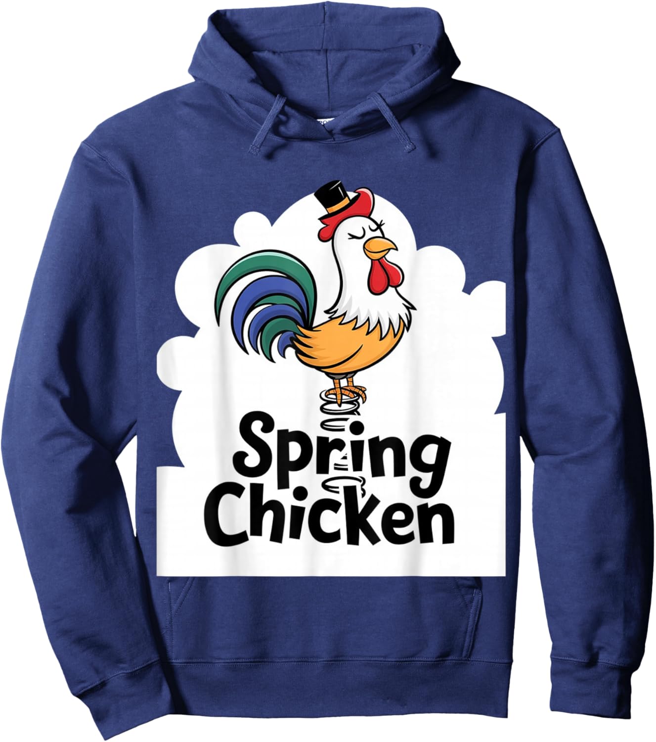 Spring Chicken Chicken On Pogo Stick Funny Chicken Hoodie - Hoodie | Navy