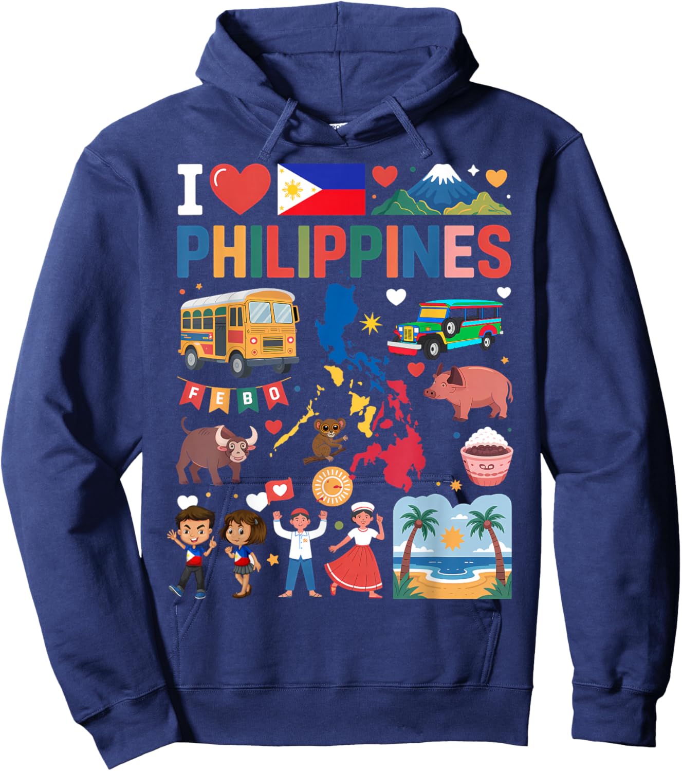 I Love Philippines Proud Filipino Roots Hoodie - Hoodie | Navy